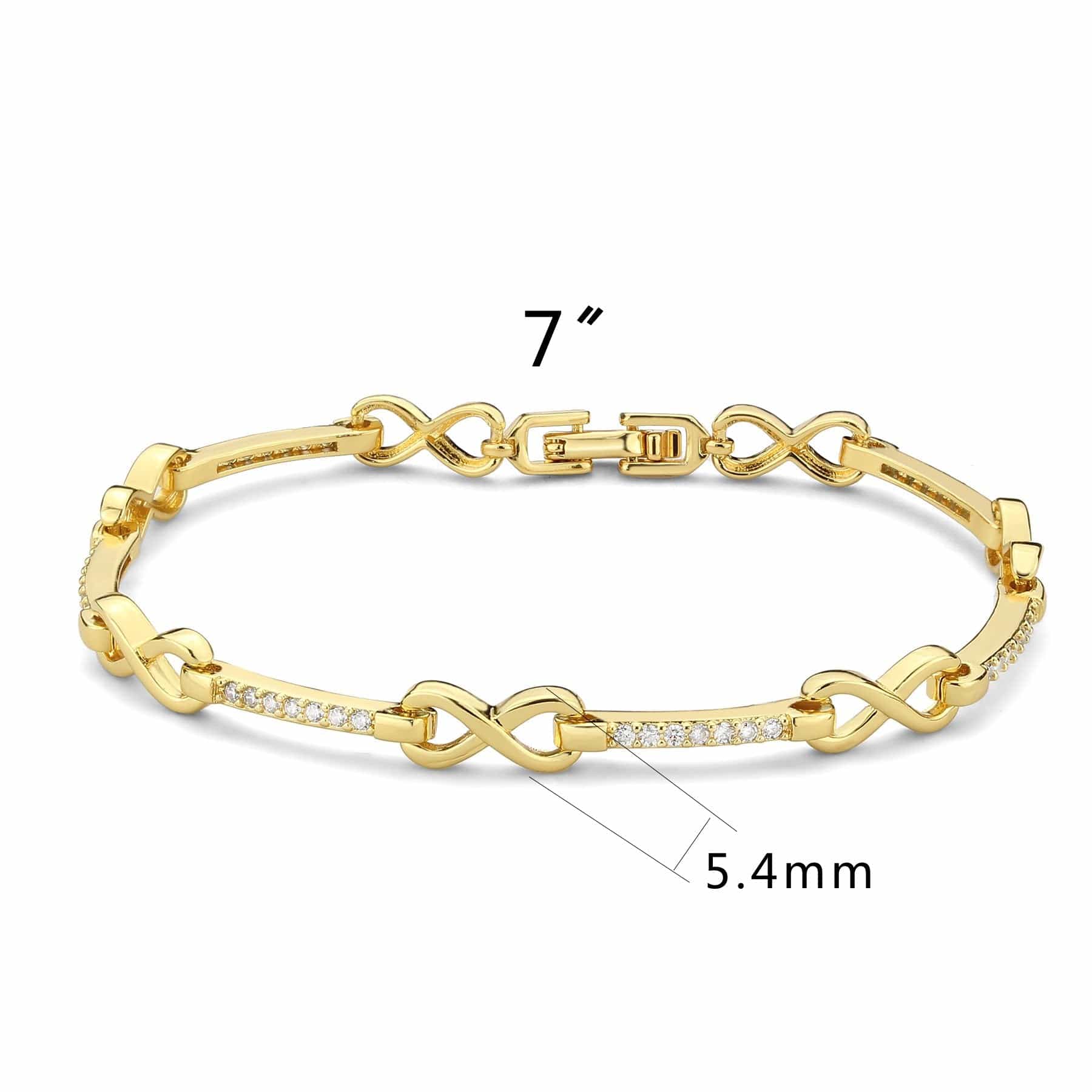 Brass Gold CZ Pavé Bar Heart Link Bracelet view 2