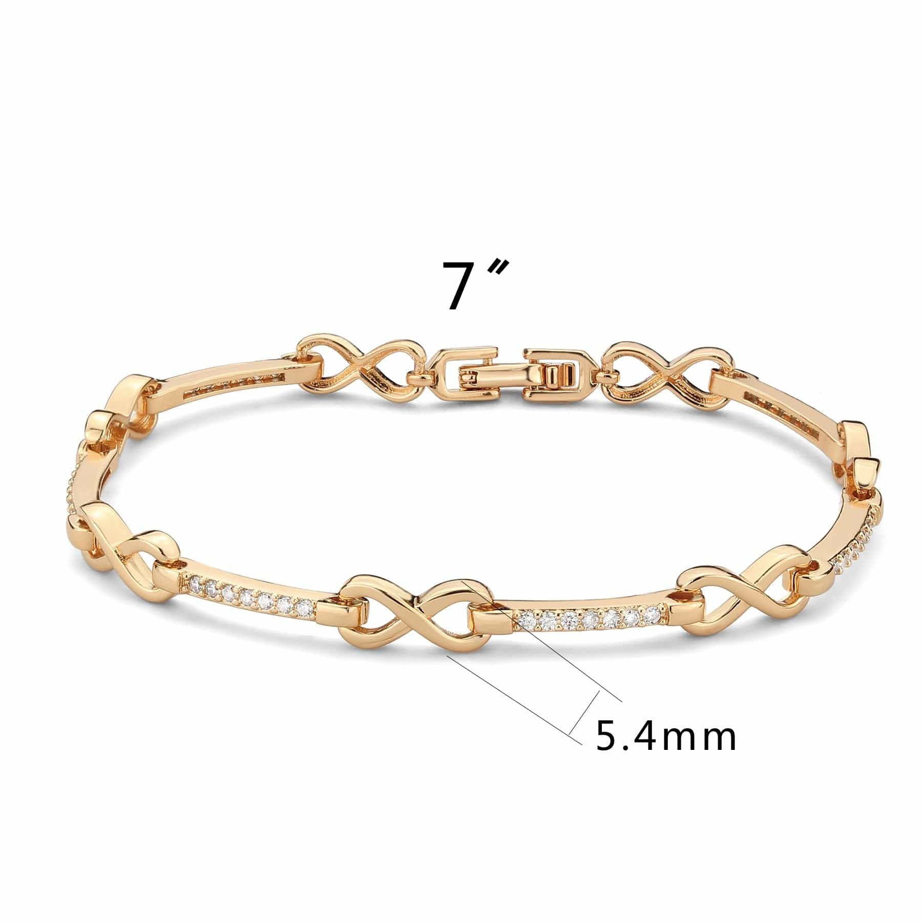 Brass Rose Gold CZ Infinity Bar Link Bracelet view 7