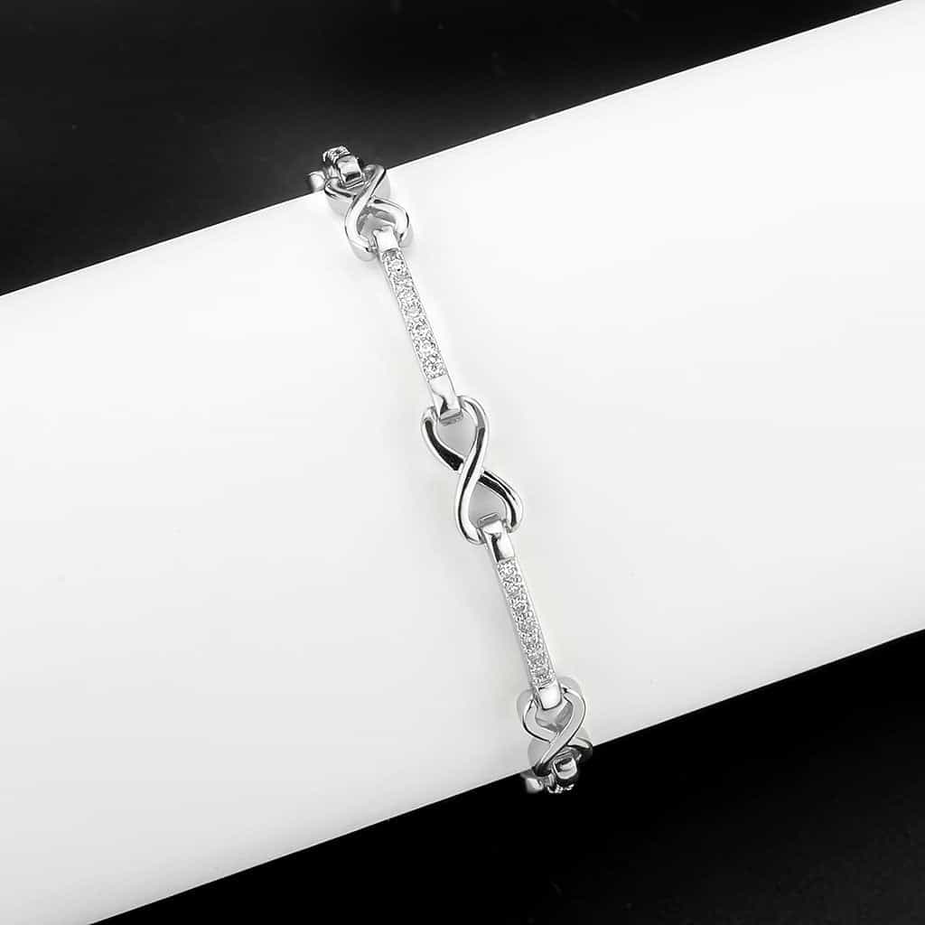 Brass CZ Infinity Bar Link Bracelet | The Stainless Jewelry view 8