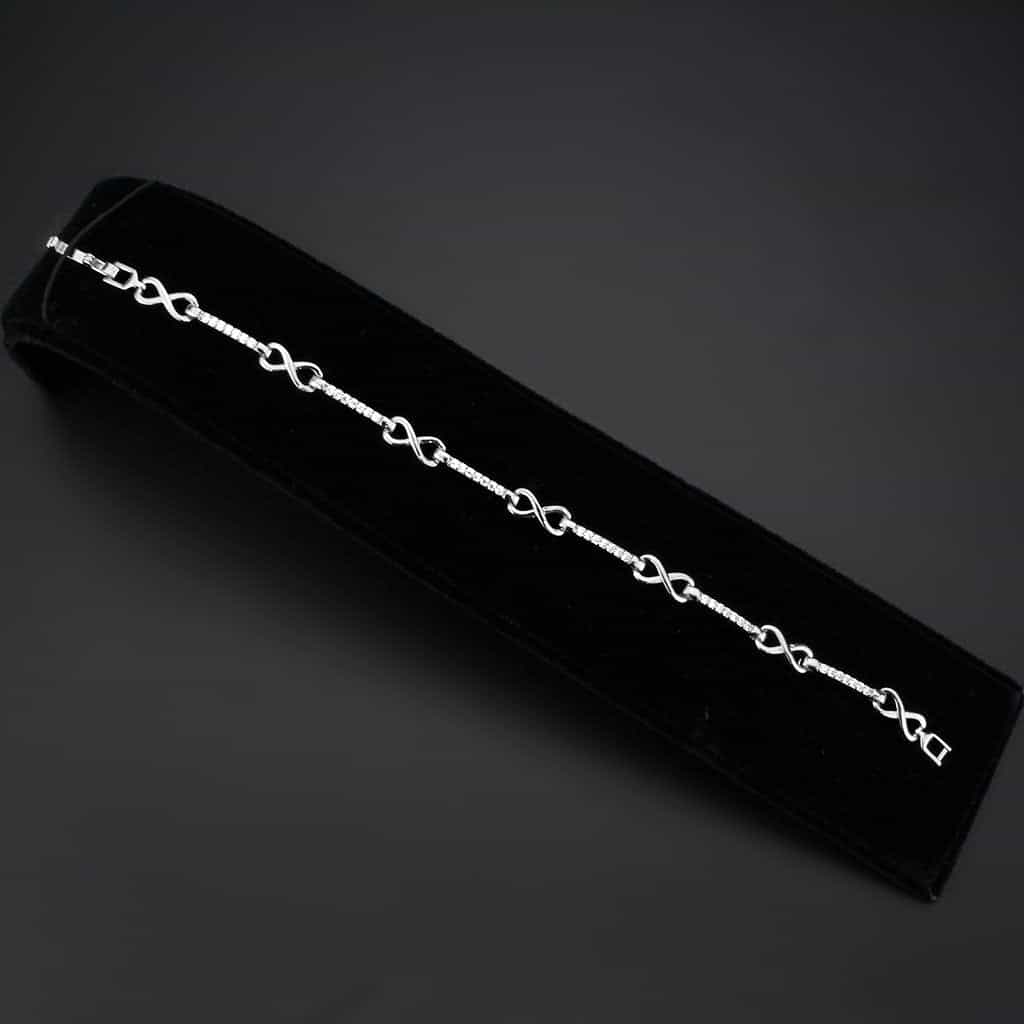 Brass CZ Infinity Bar Link Bracelet | The Stainless Jewelry view 2