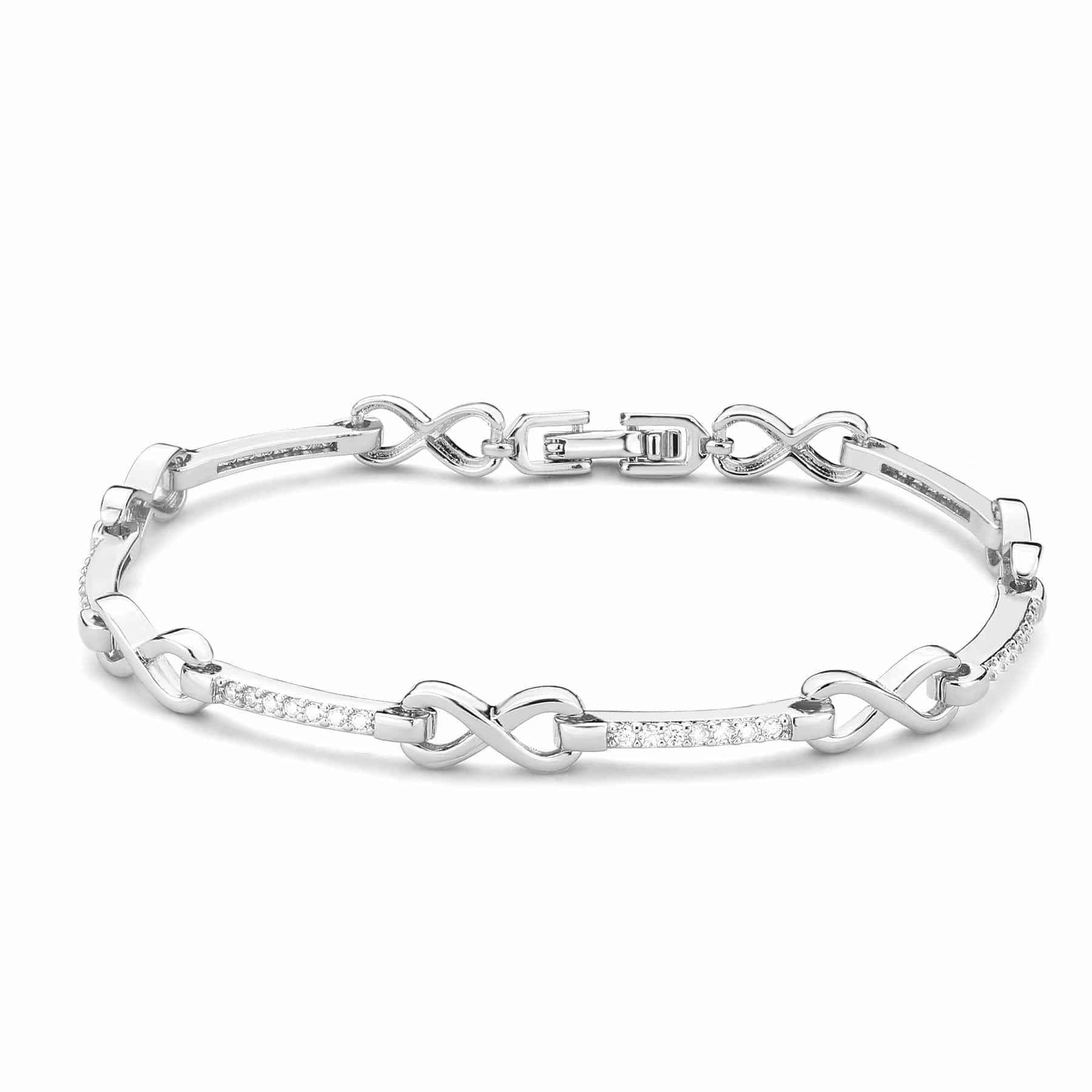 Brass CZ Infinity Bar Link Bracelet | The Stainless Jewelry view 1