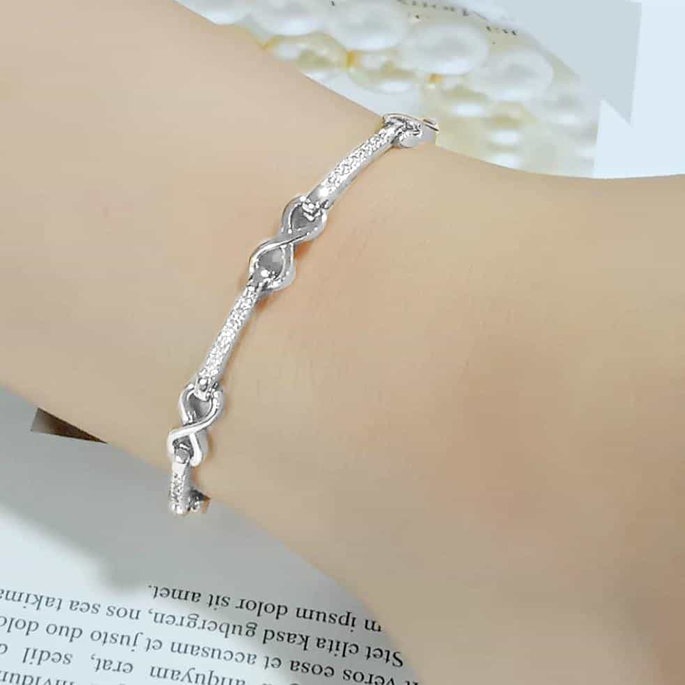 Brass CZ Infinity Bar Link Bracelet | The Stainless Jewelry view 3