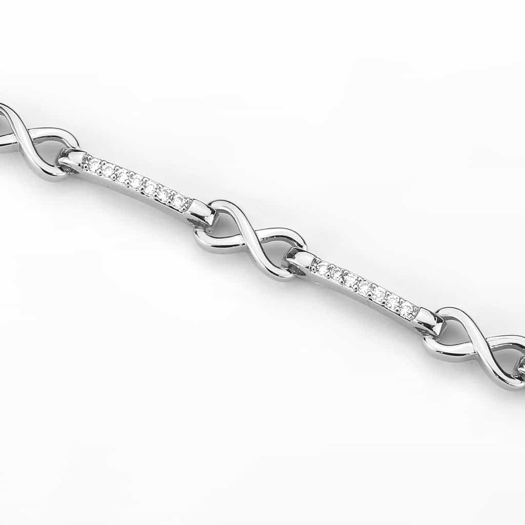 Brass CZ Infinity Bar Link Bracelet | The Stainless Jewelry view 4