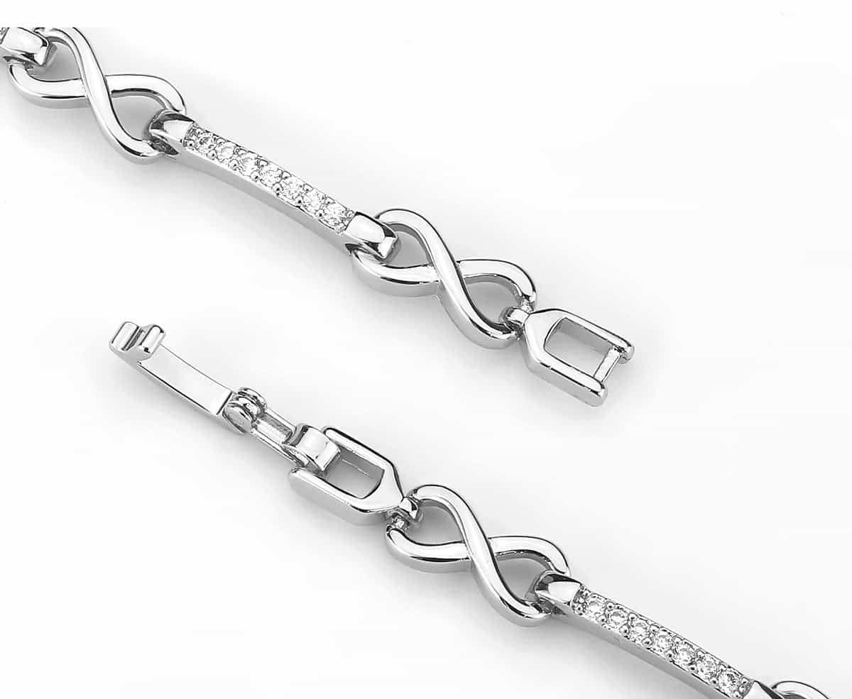Brass CZ Infinity Bar Link Bracelet | The Stainless Jewelry view 6