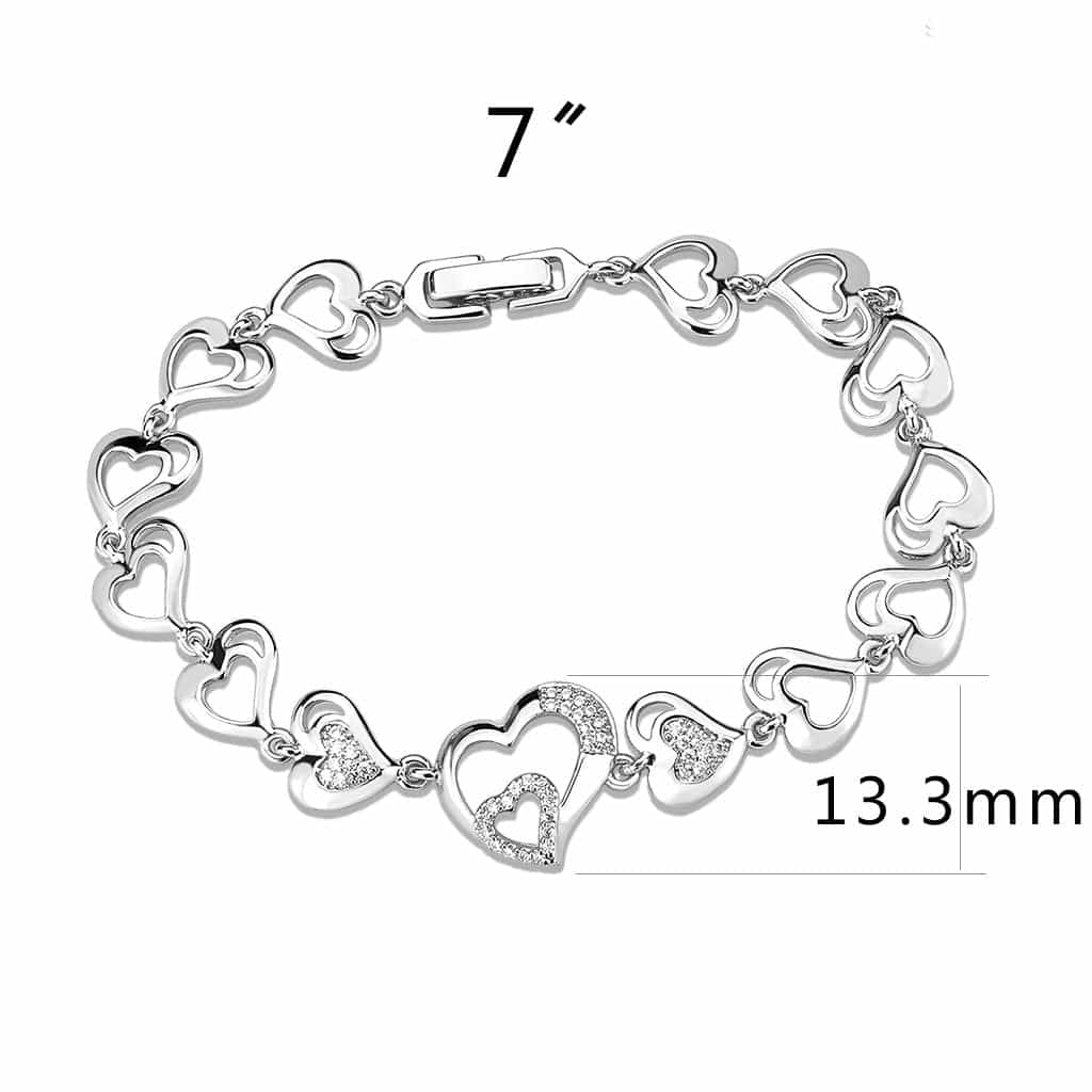 Brass CZ Open Heart Link Bracelet | The Stainless Jewelry view 2