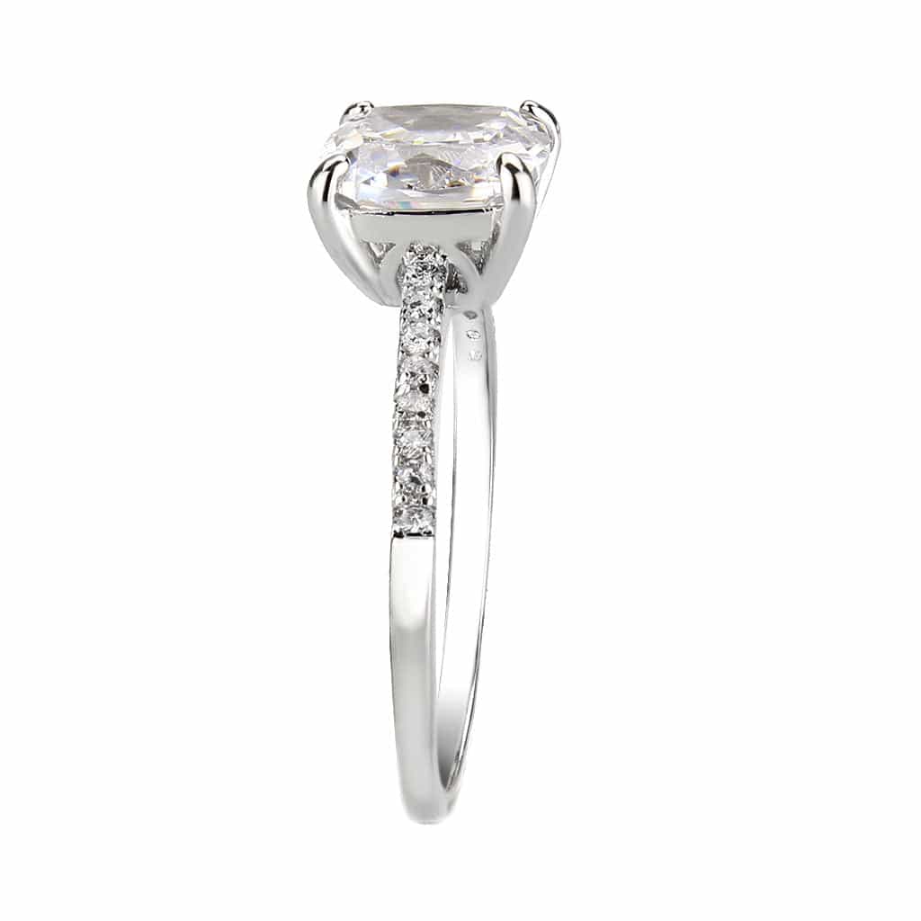 Brass CZ Cushion Solitaire Pavé Band Ring | The Stainless Jewelry view 9