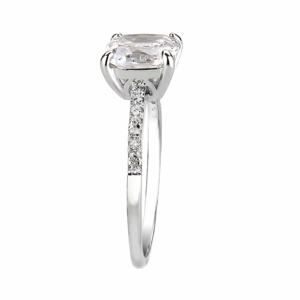 Brass CZ Cushion Solitaire Pavé Band Ring | The Stainless Jewelry view 4