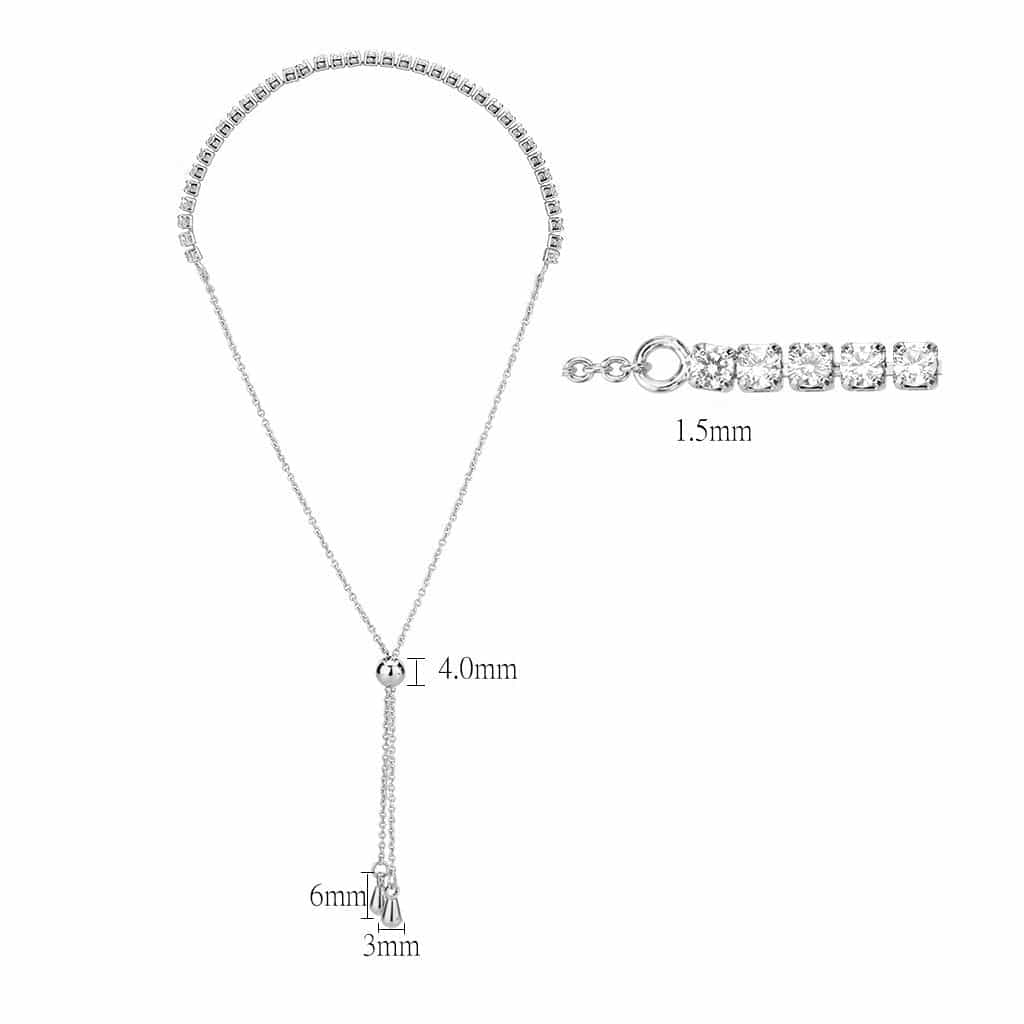 Brass CZ Tennis Adjustable Slider Bracelet view 2