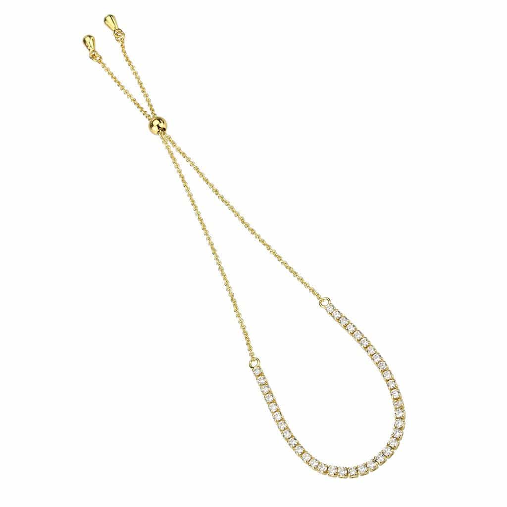 Brass Gold CZ Tennis Adjustable Slider Bracelet view 3
