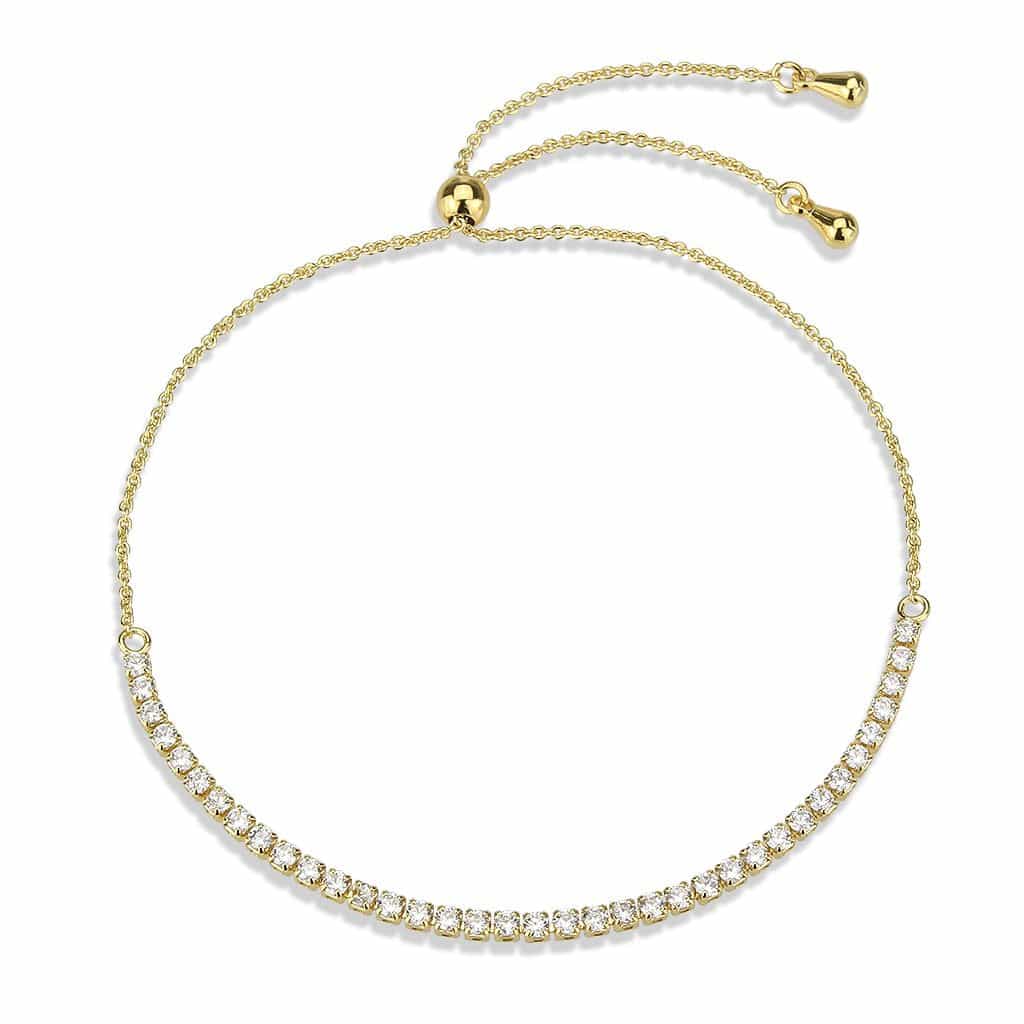 Brass Gold CZ Tennis Adjustable Slider Bracelet view 4