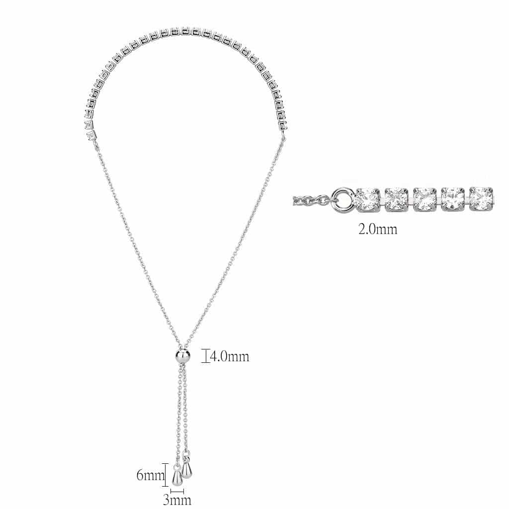 Brass CZ Tennis Adjustable Bolo Slider Bracelet view 2
