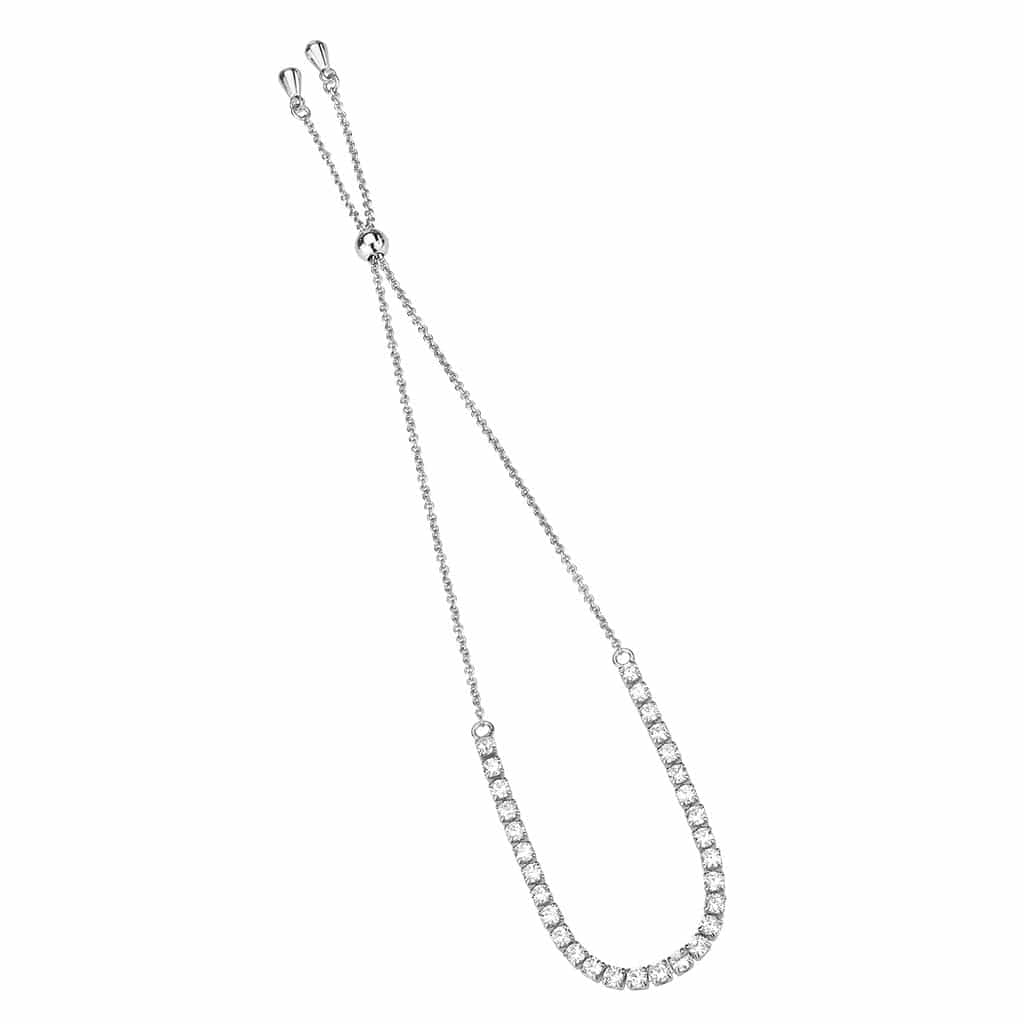 Brass CZ Tennis Adjustable Bolo Slider Bracelet view 3