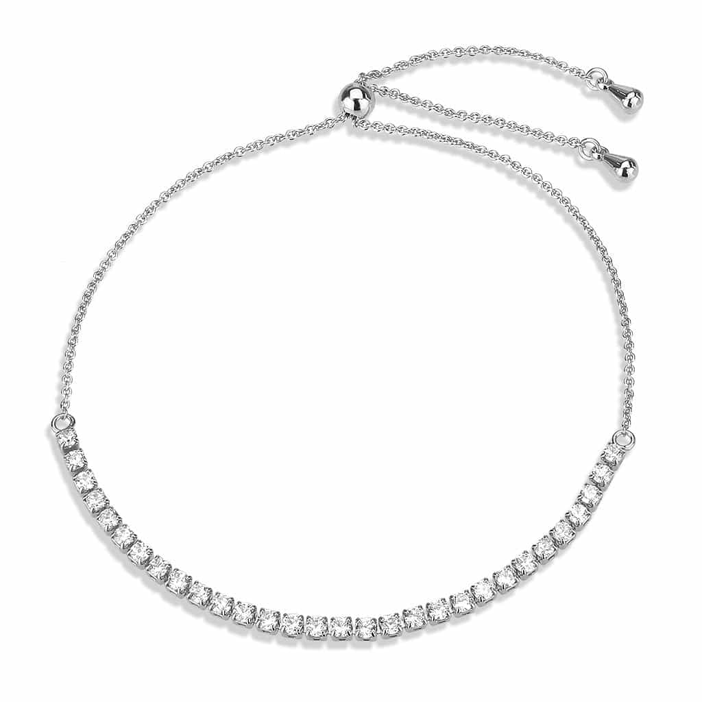 Brass CZ Tennis Adjustable Bolo Slider Bracelet view 4