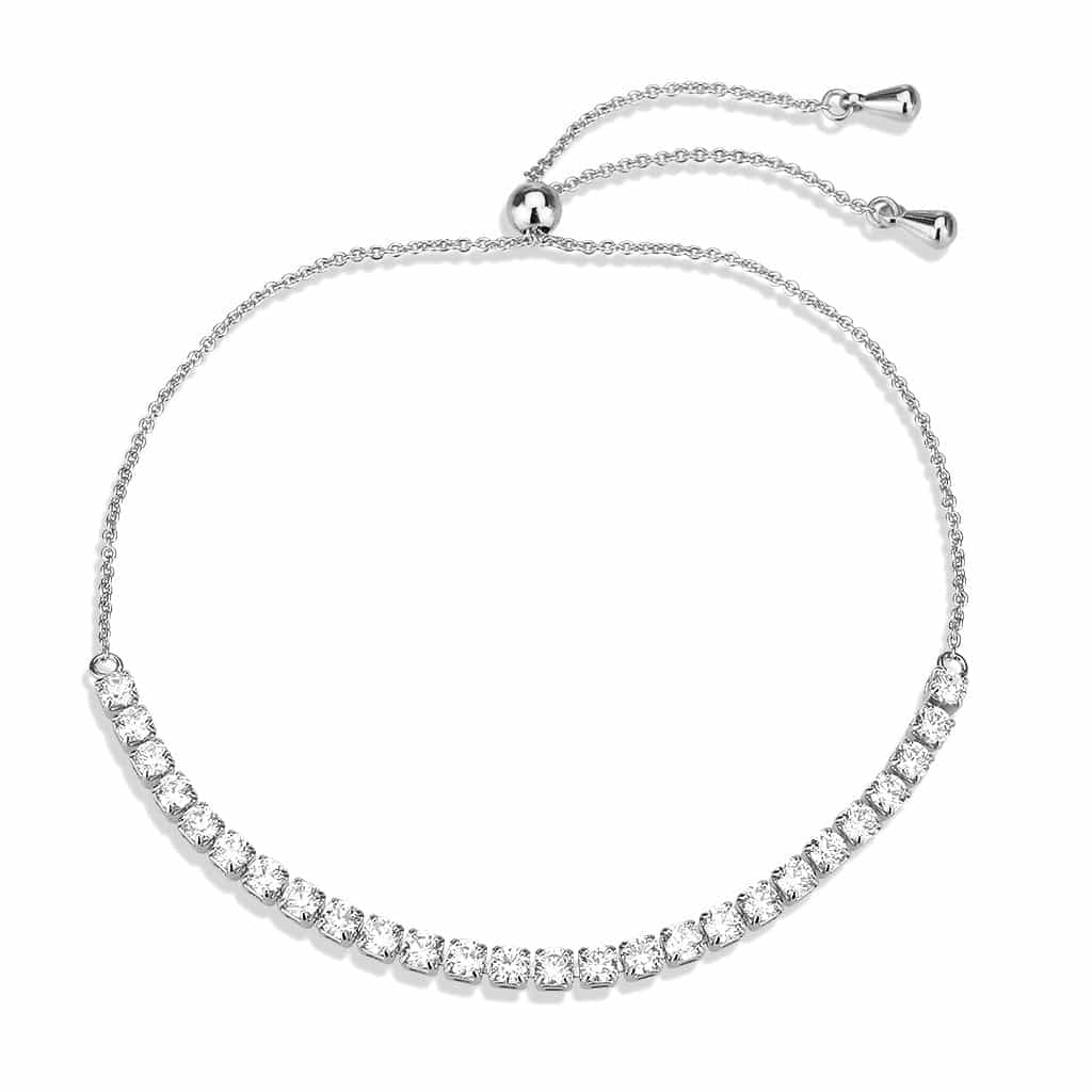 Brass CZ Teardrop Open Loop Adjustable Slider Bracelet view 3