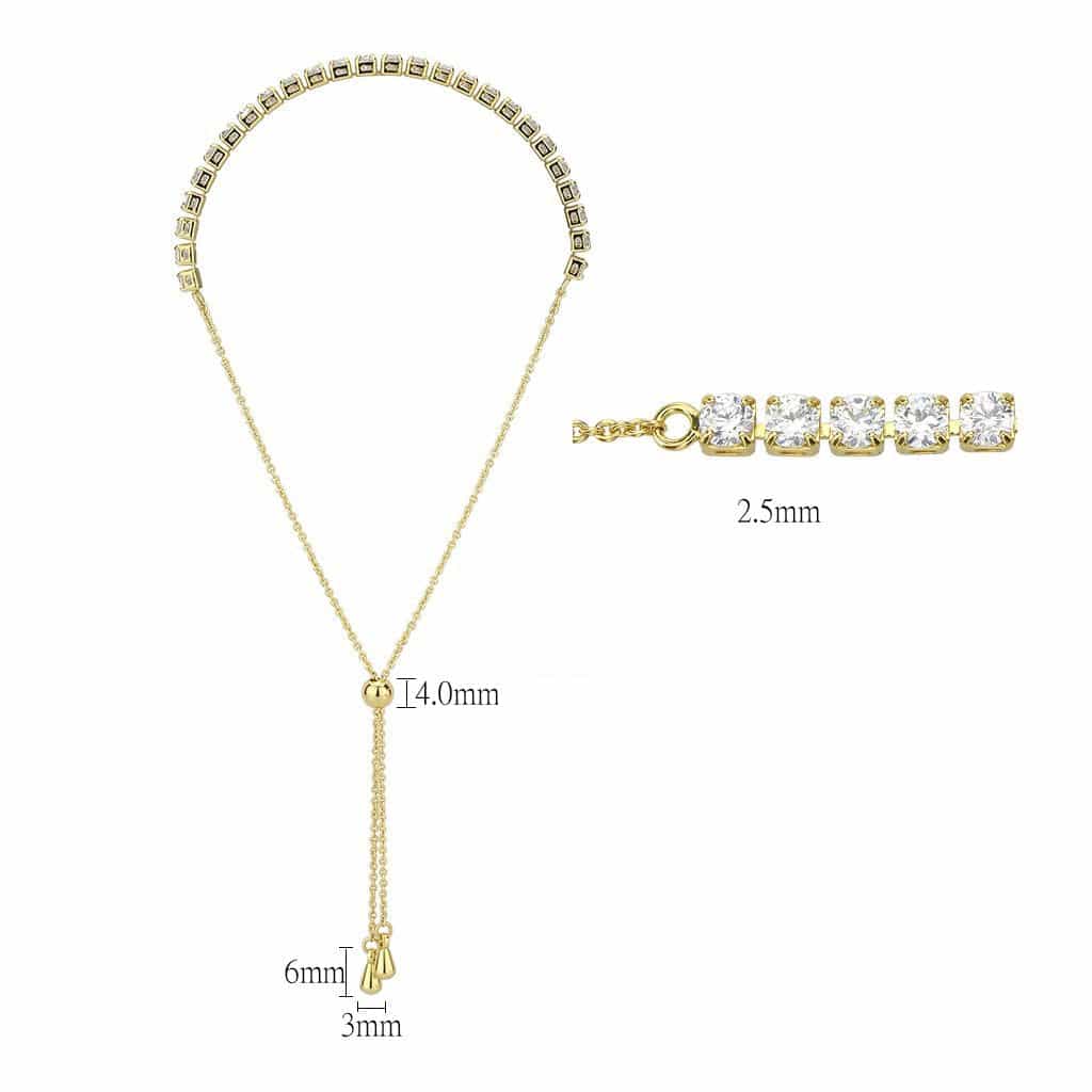 Brass Gold CZ Teardrop Open Loop Slider Bracelet view 2