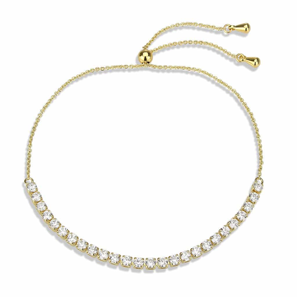 Brass Gold CZ Teardrop Open Loop Slider Bracelet view 3