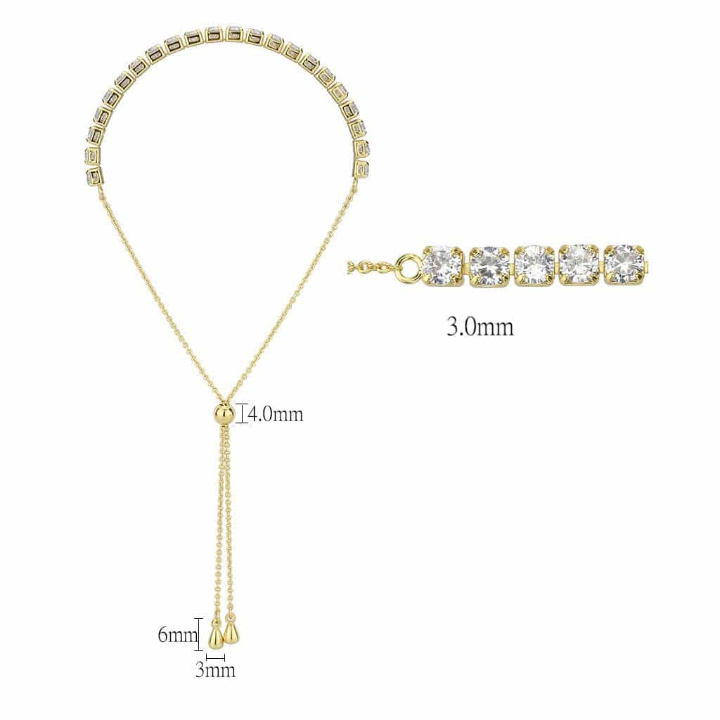 Brass Gold CZ Round Bezel Bar Slider Bracelet view 2
