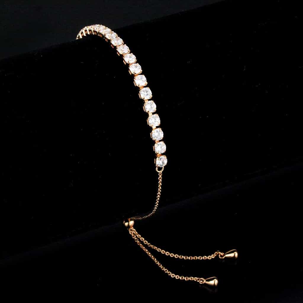 Brass Gold CZ Round Tennis Bolo Ring | The Stainless Jewelry view 1