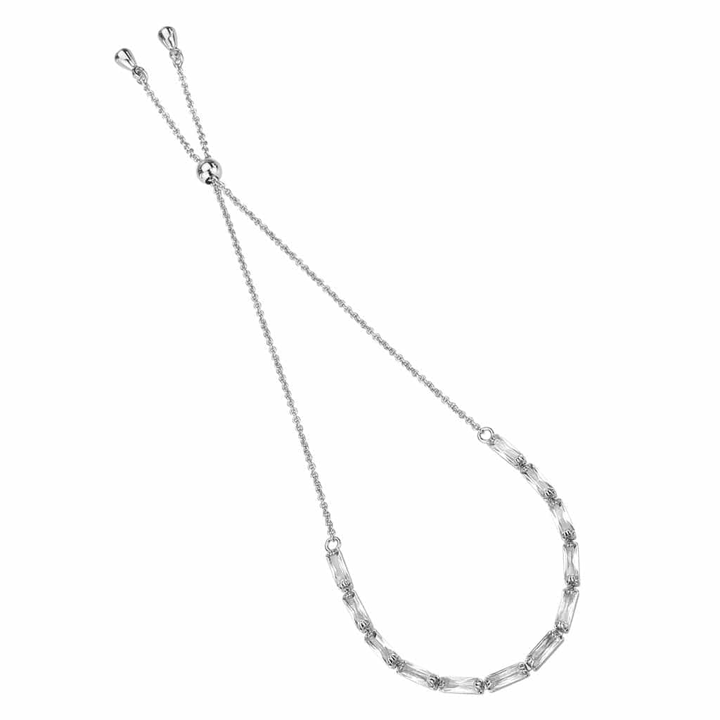 Brass CZ Baguette Bar Link Slider Bracelet view 3