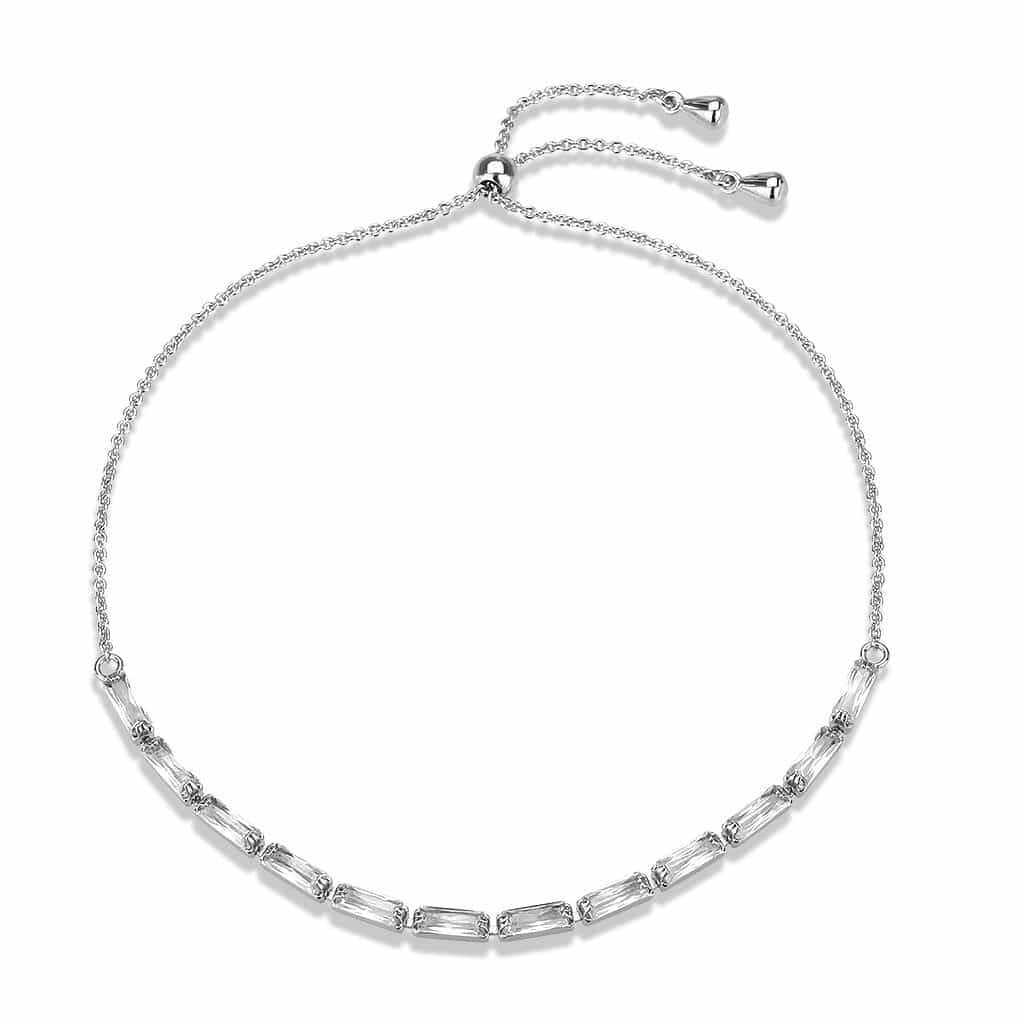Brass CZ Baguette Bar Link Slider Bracelet view 4