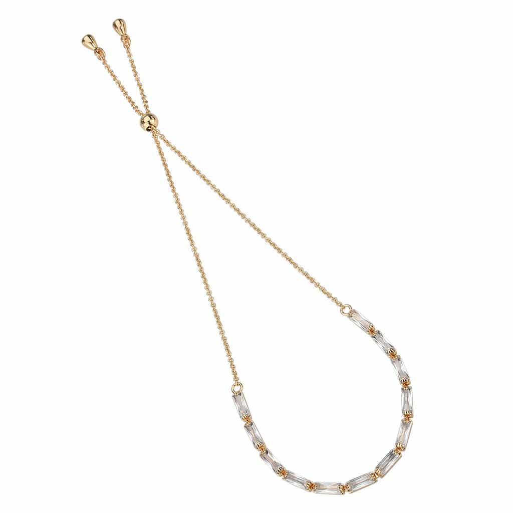 Brass Rose Gold CZ Baguette Bar Link Slider Ring view 3