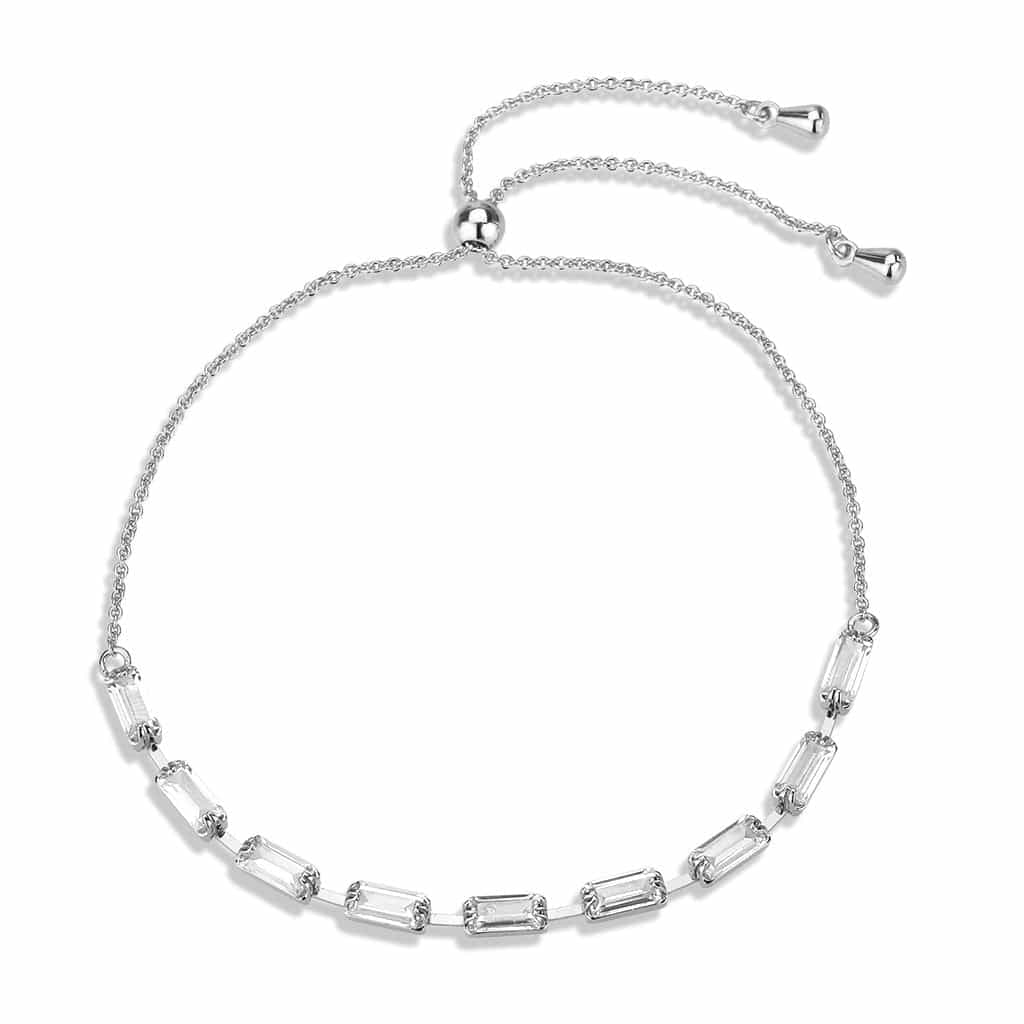 Brass CZ Baguette Bar Link Bolo Bracelet | The Stainless Jewelry view 4