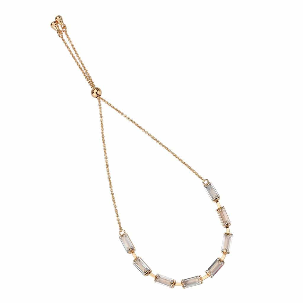 Brass Gold CZ Baguette Bar Link Bolo Ring | The Stainless Jewelry view 3