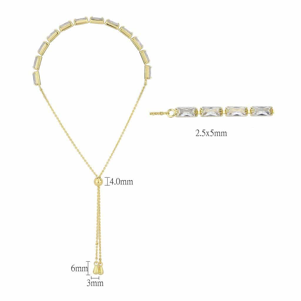 Brass Gold CZ Round Bar Link Slider Bracelet view 2