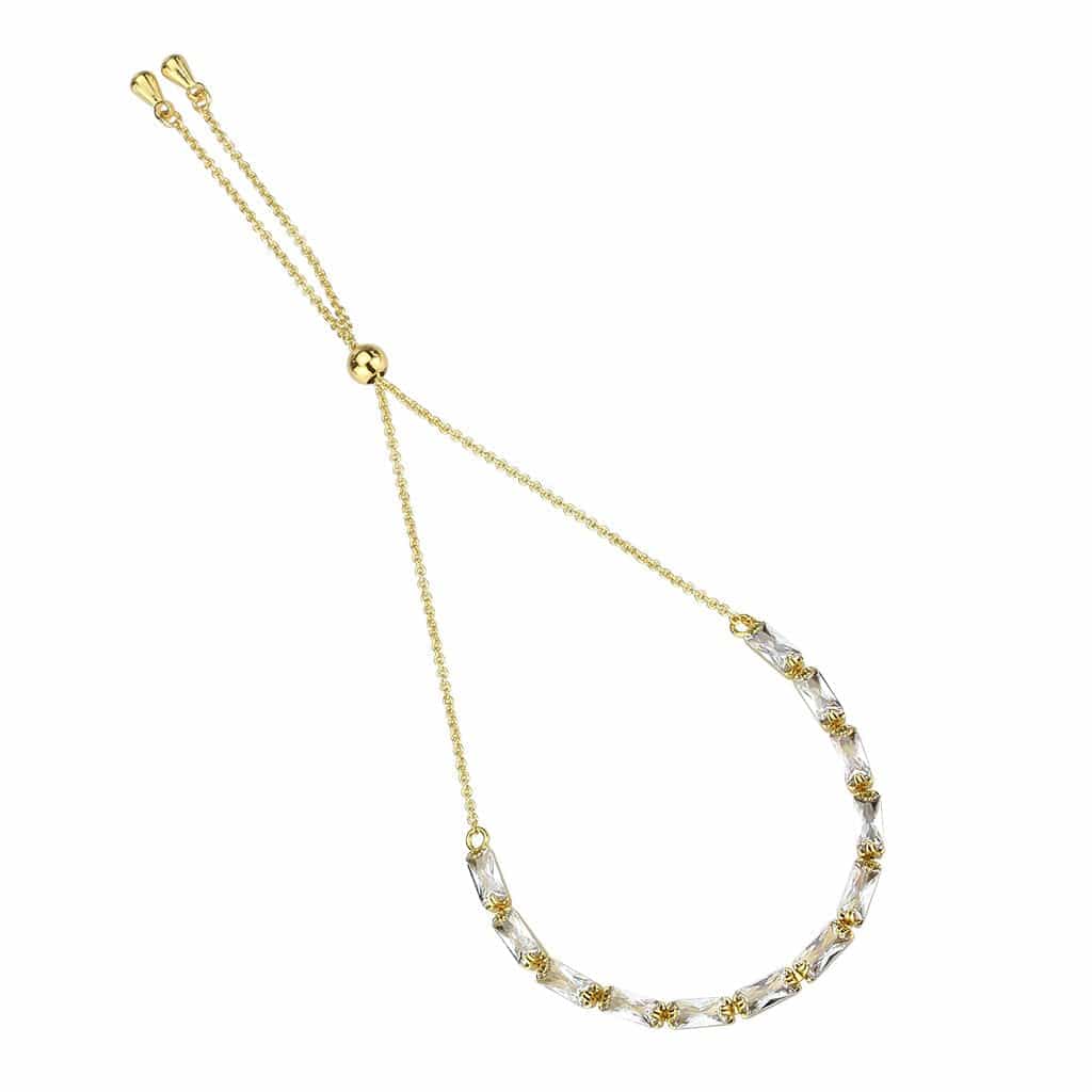 Brass Gold CZ Round Bar Link Slider Bracelet view 3