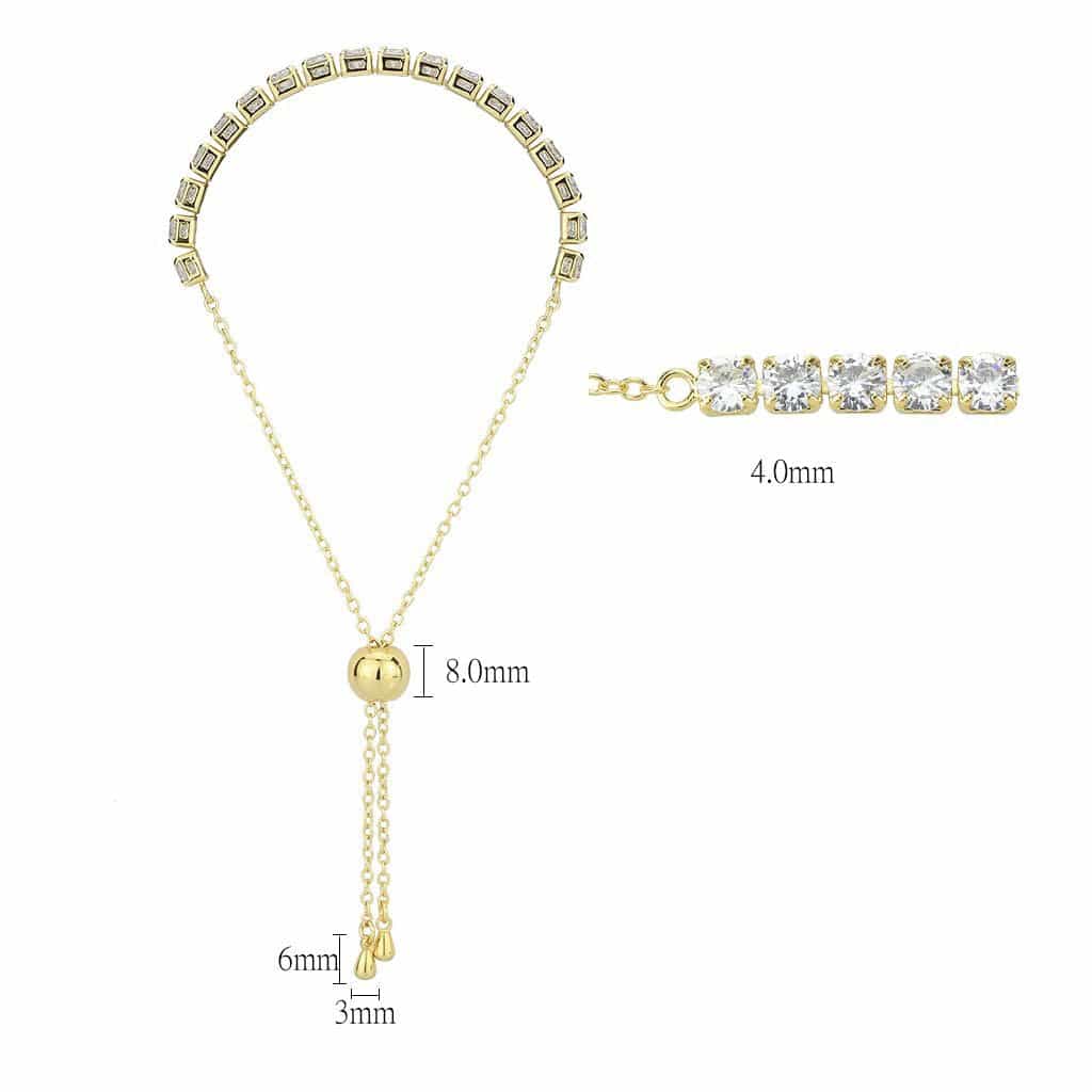 Brass Gold CZ Round Tennis Bolo Large Bracelet view 2