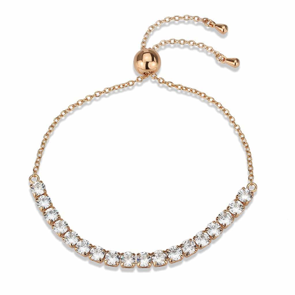 Brass Rose Gold CZ Round Tennis Bolo Ring | The Stainless Jewelry view 4