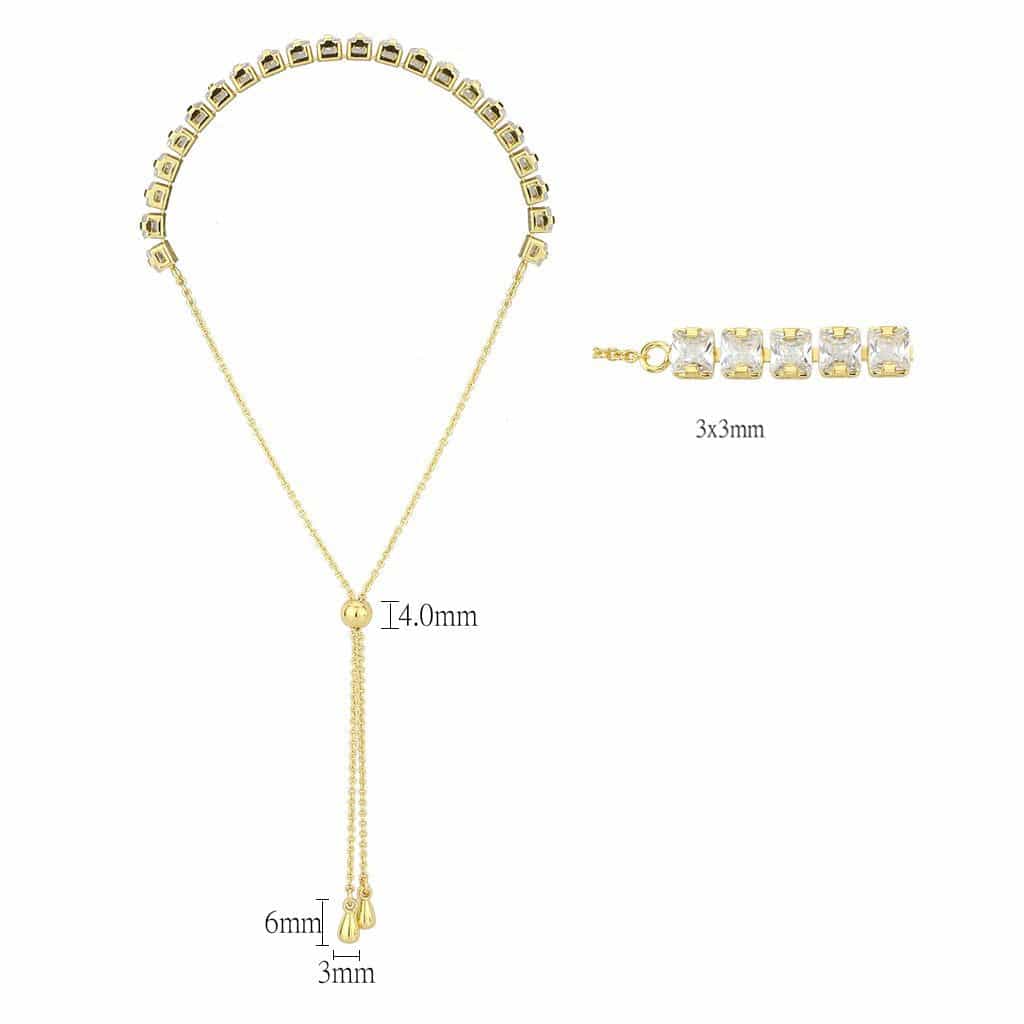 Brass Gold CZ Princess-Cut Tennis Bolo Bracelet view 2