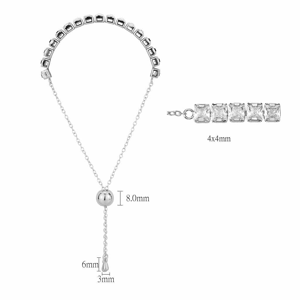 Brass CZ Cushion-Cut Tennis Slider Bracelet view 2