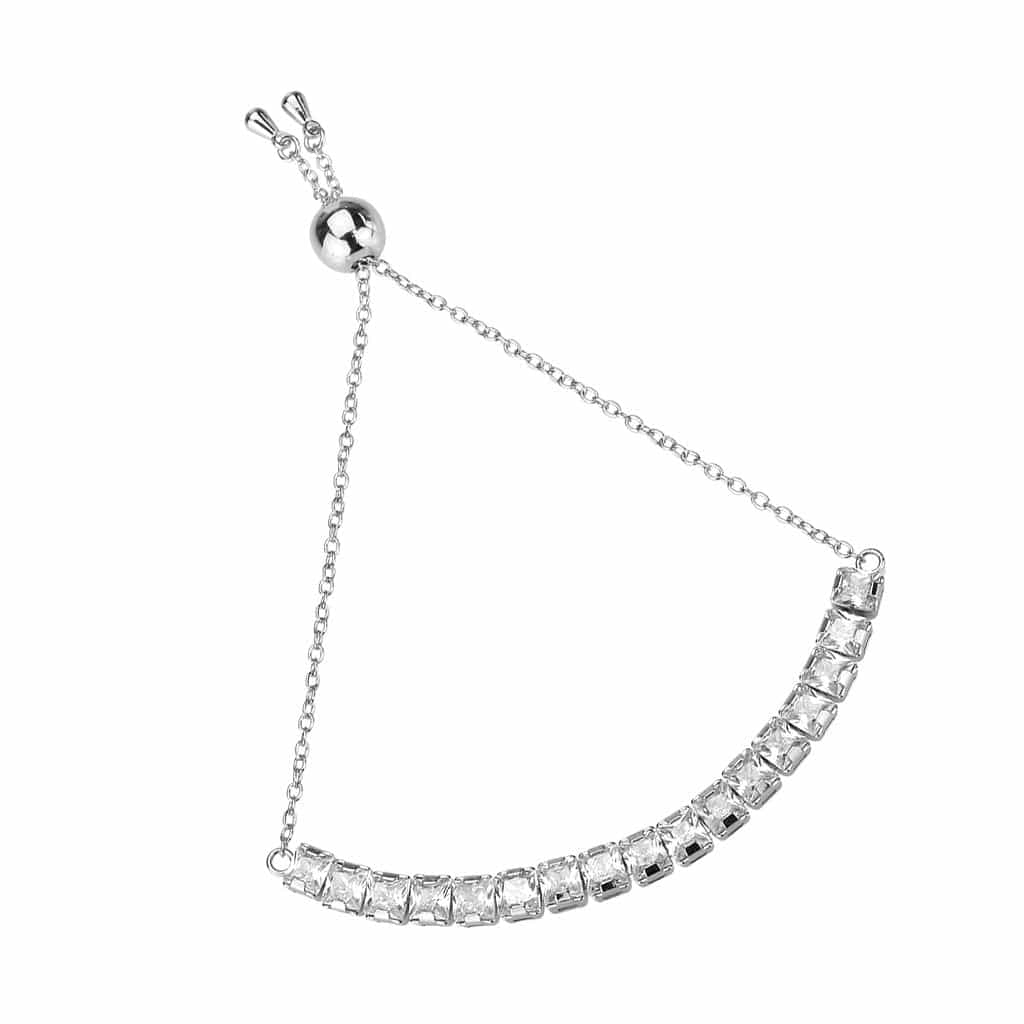 Brass CZ Cushion-Cut Tennis Slider Bracelet view 3