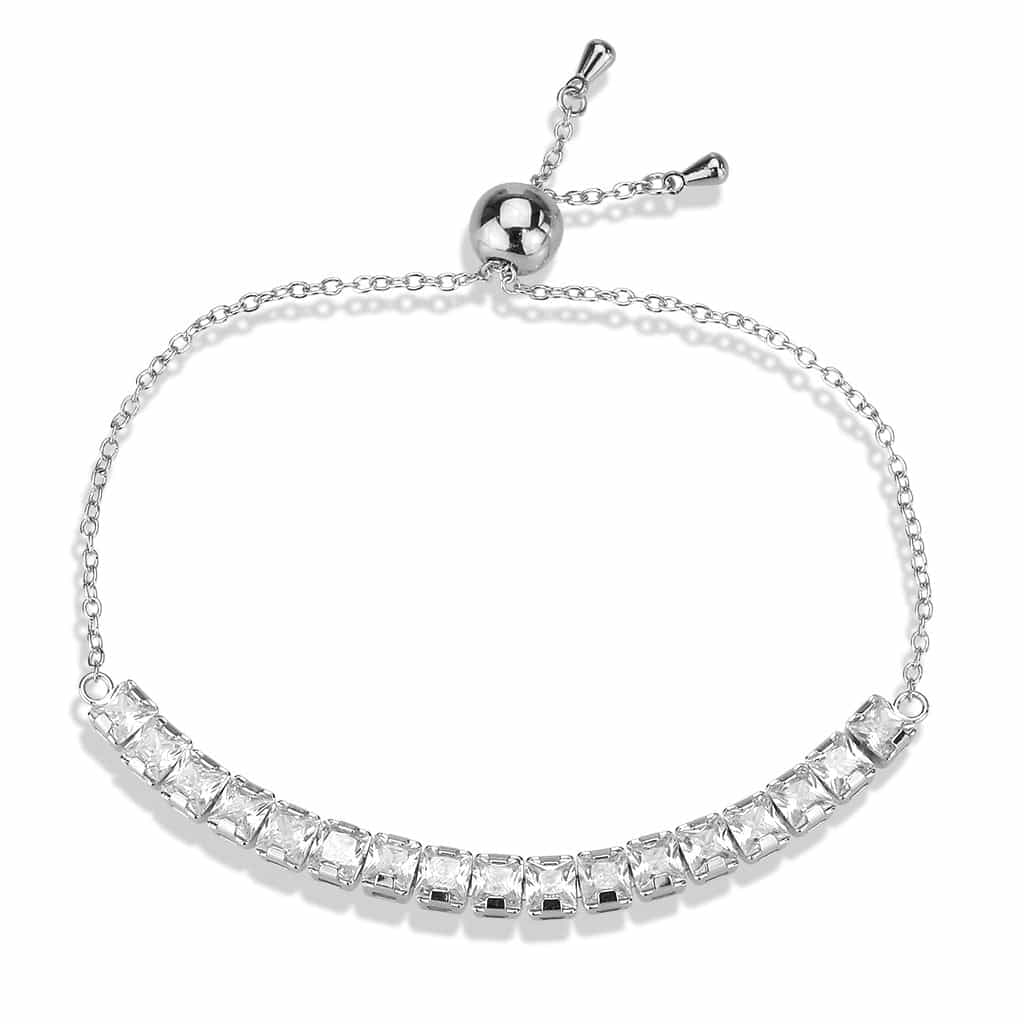 Brass CZ Cushion-Cut Tennis Slider Bracelet view 4