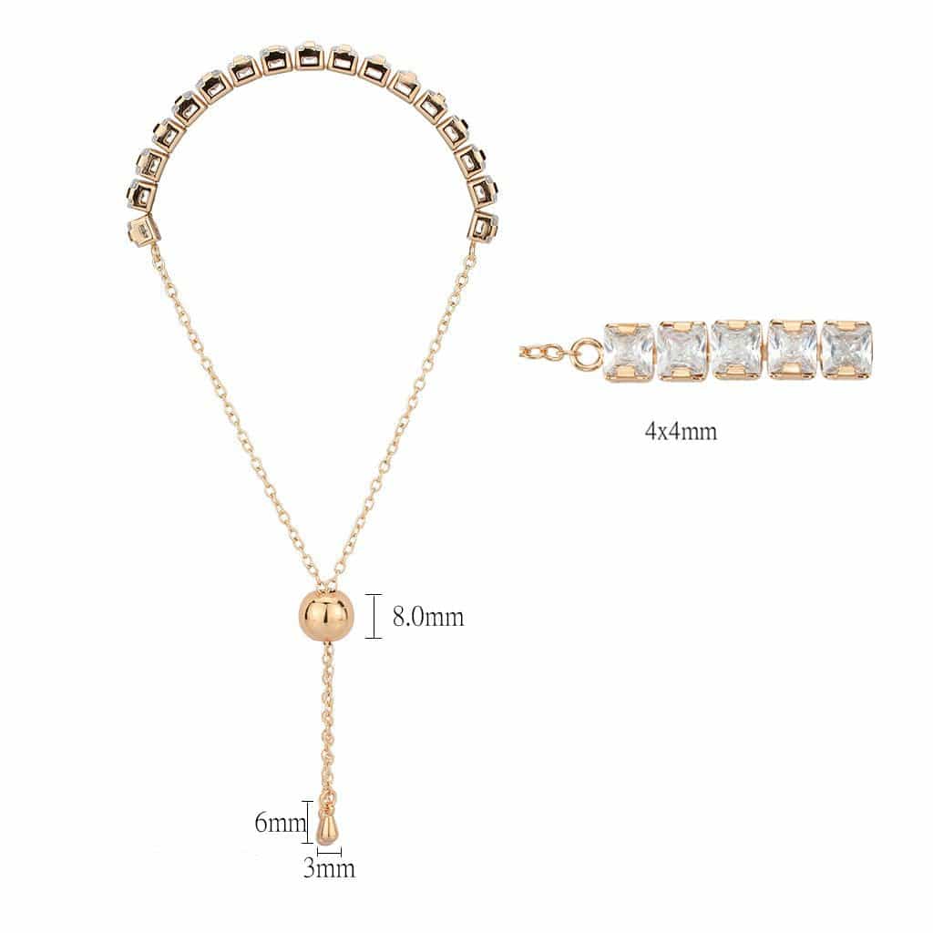 Brass Rose Gold CZ Princess-Cut Tennis Bolo Ring view 2