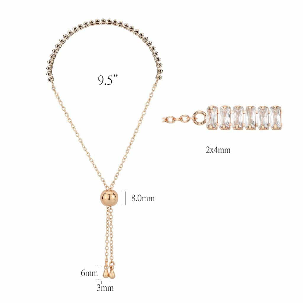 Brass Rose Gold CZ Baguette Tennis Bolo Ring view 2