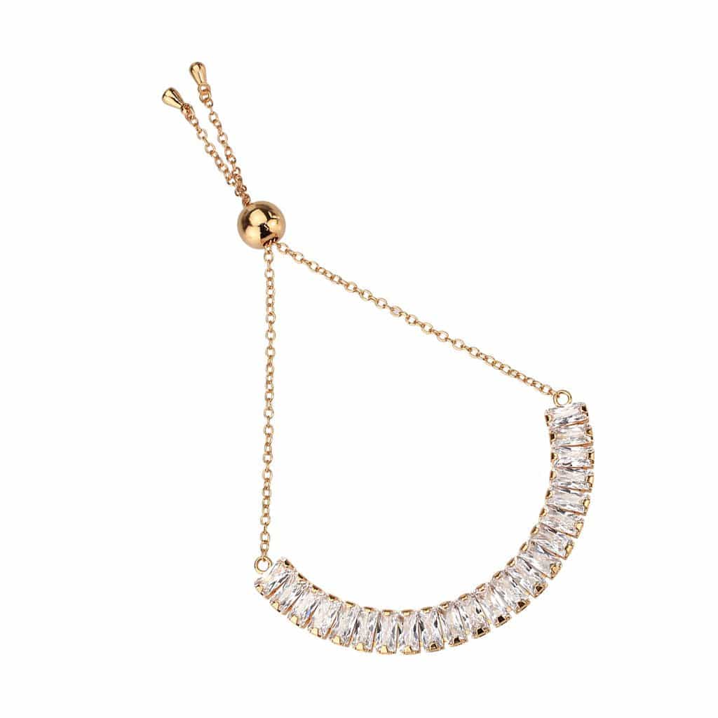 Brass Gold CZ Emerald-Cut Tennis Bolo Ring view 3
