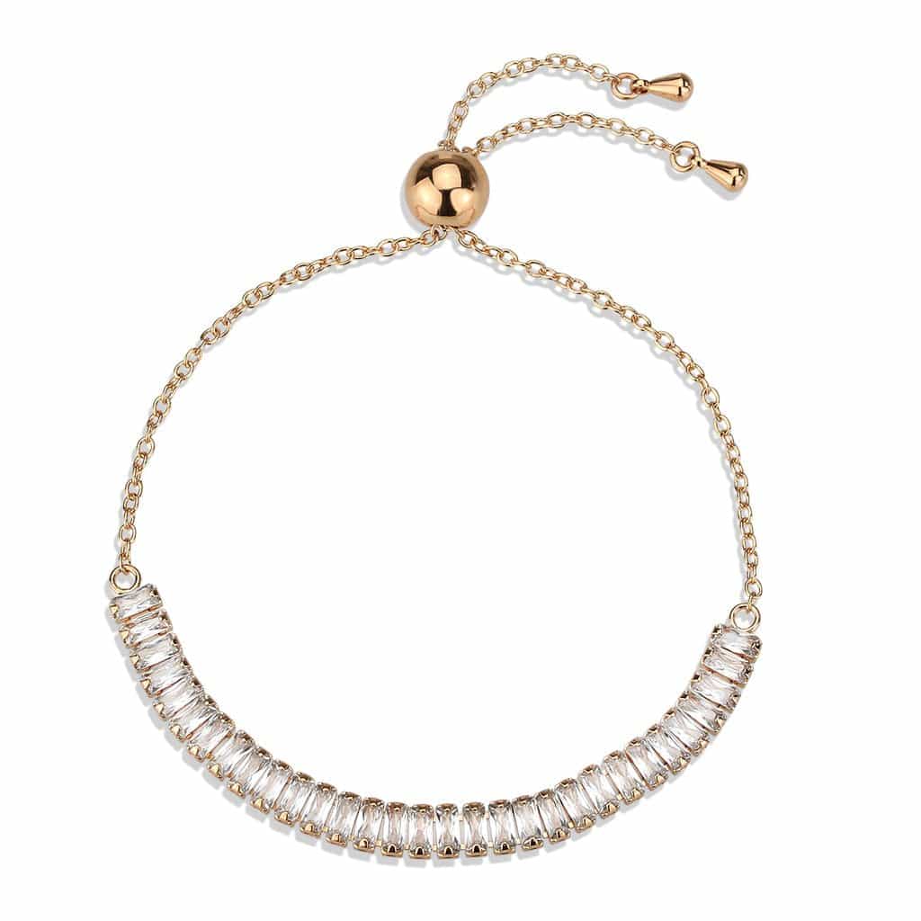 Brass Gold CZ Emerald-Cut Tennis Bolo Ring view 4