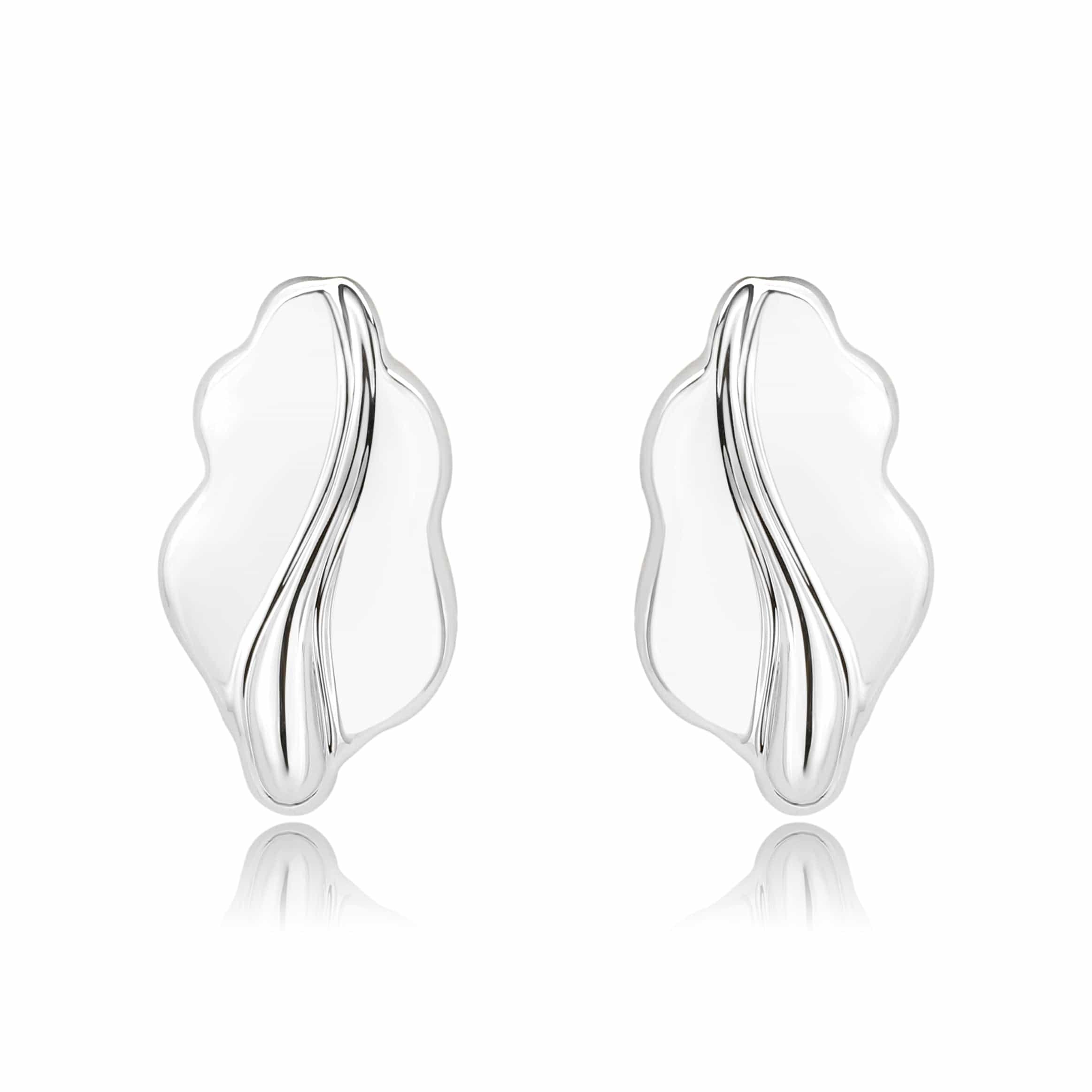 Brass Polished Wave Ruffle Stud Ring | The Stainless Jewelry view 1