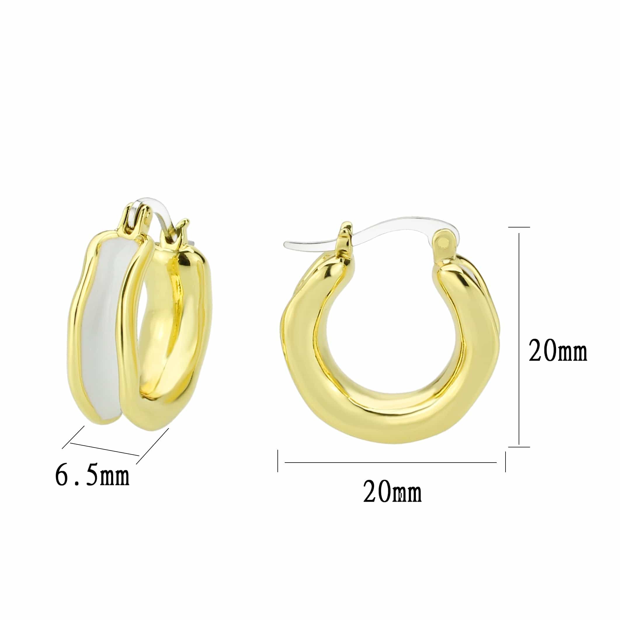 Brass Gold Two-Tone Wide Split Hoop Earrings view 2