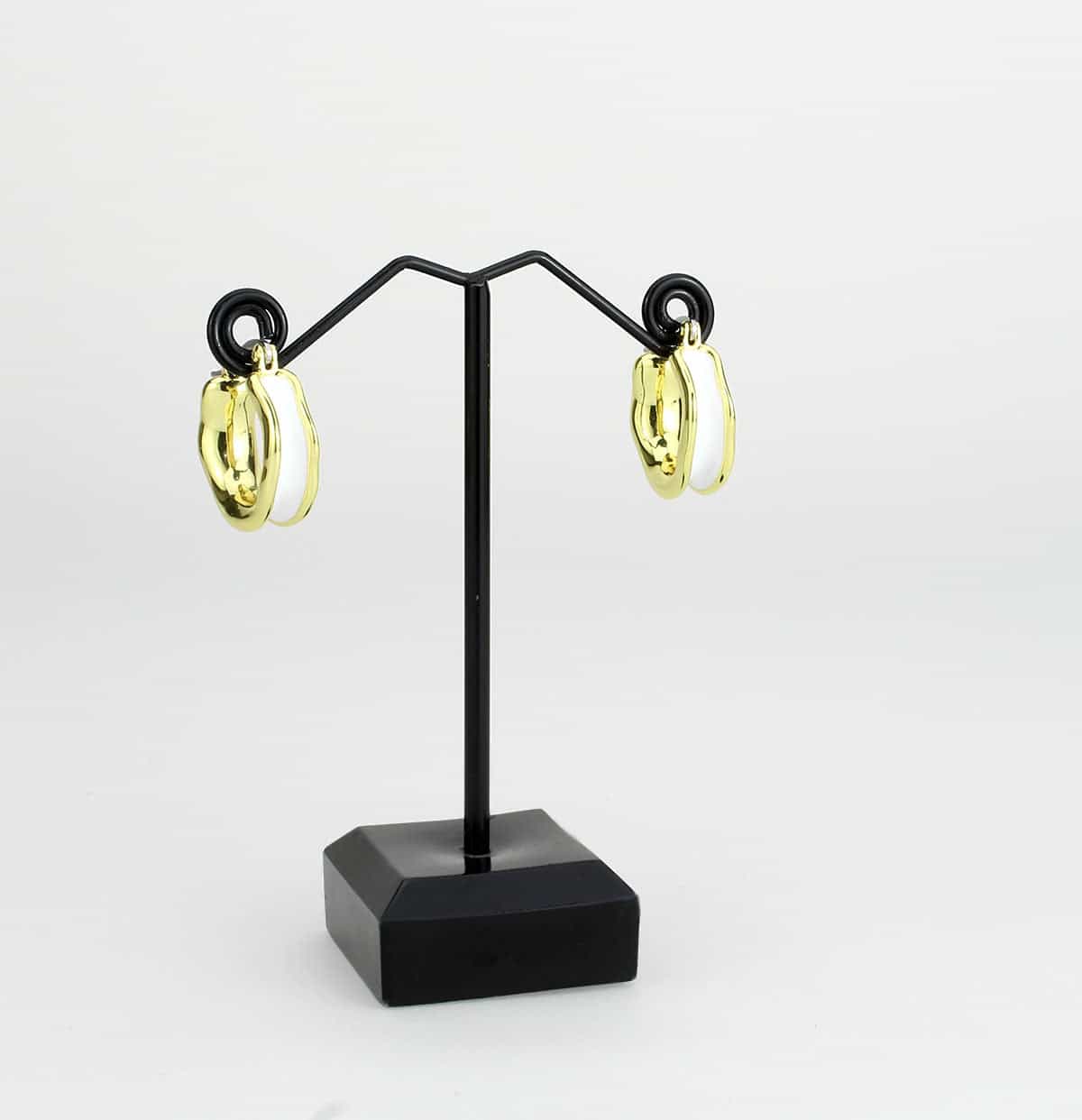 Brass Gold Two-Tone Wide Split Hoop Earrings view 3