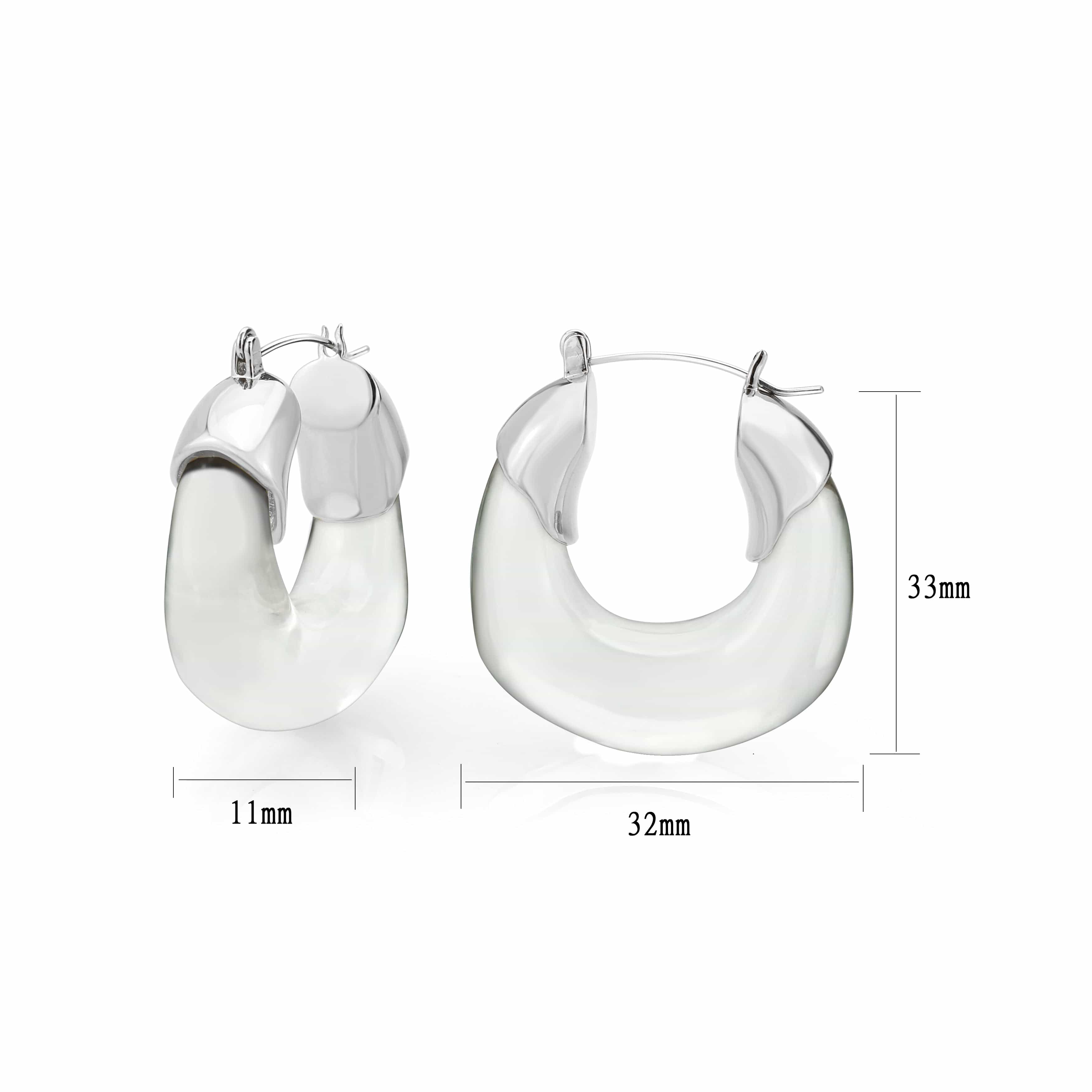 Brass Polished Thick Cushion Hoop Earrings view 3