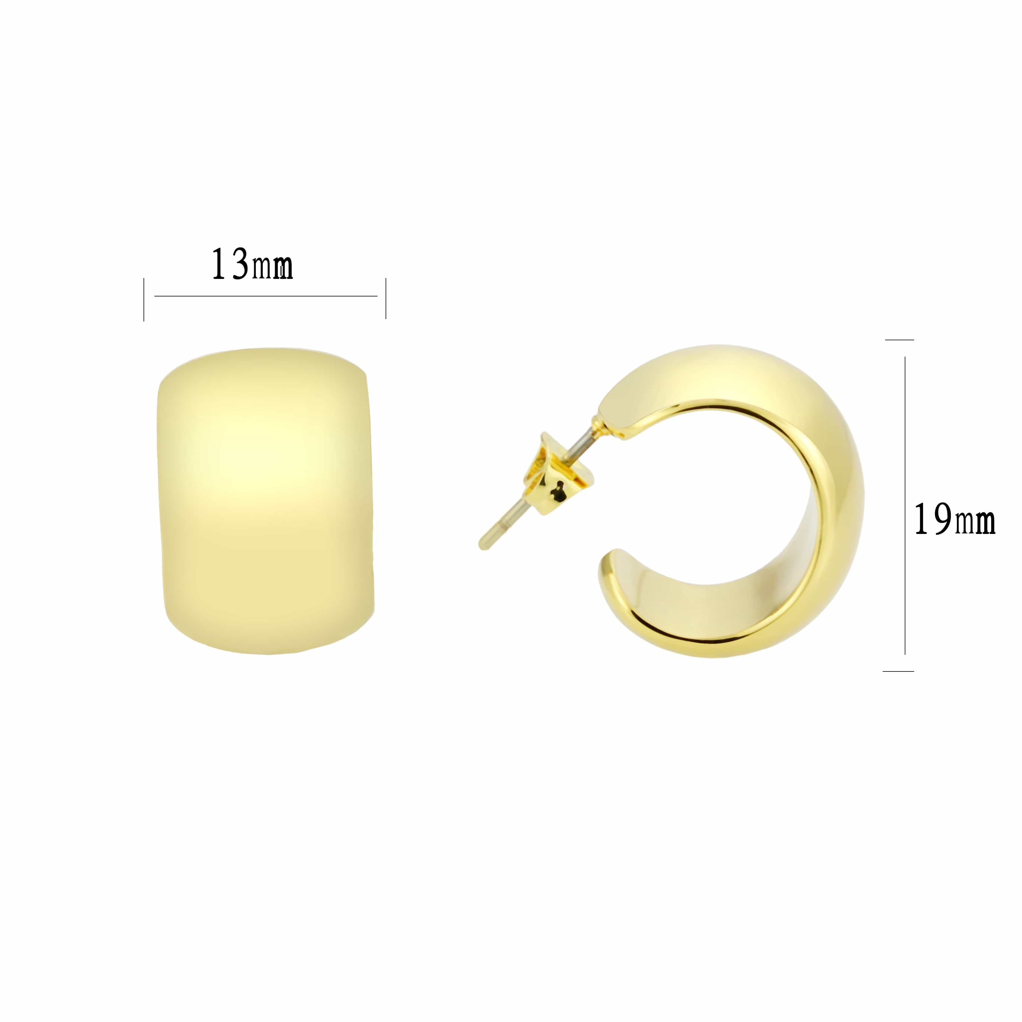 Brass Gold Polished Wide Huggie Earrings | The Stainless Jewelry view 3