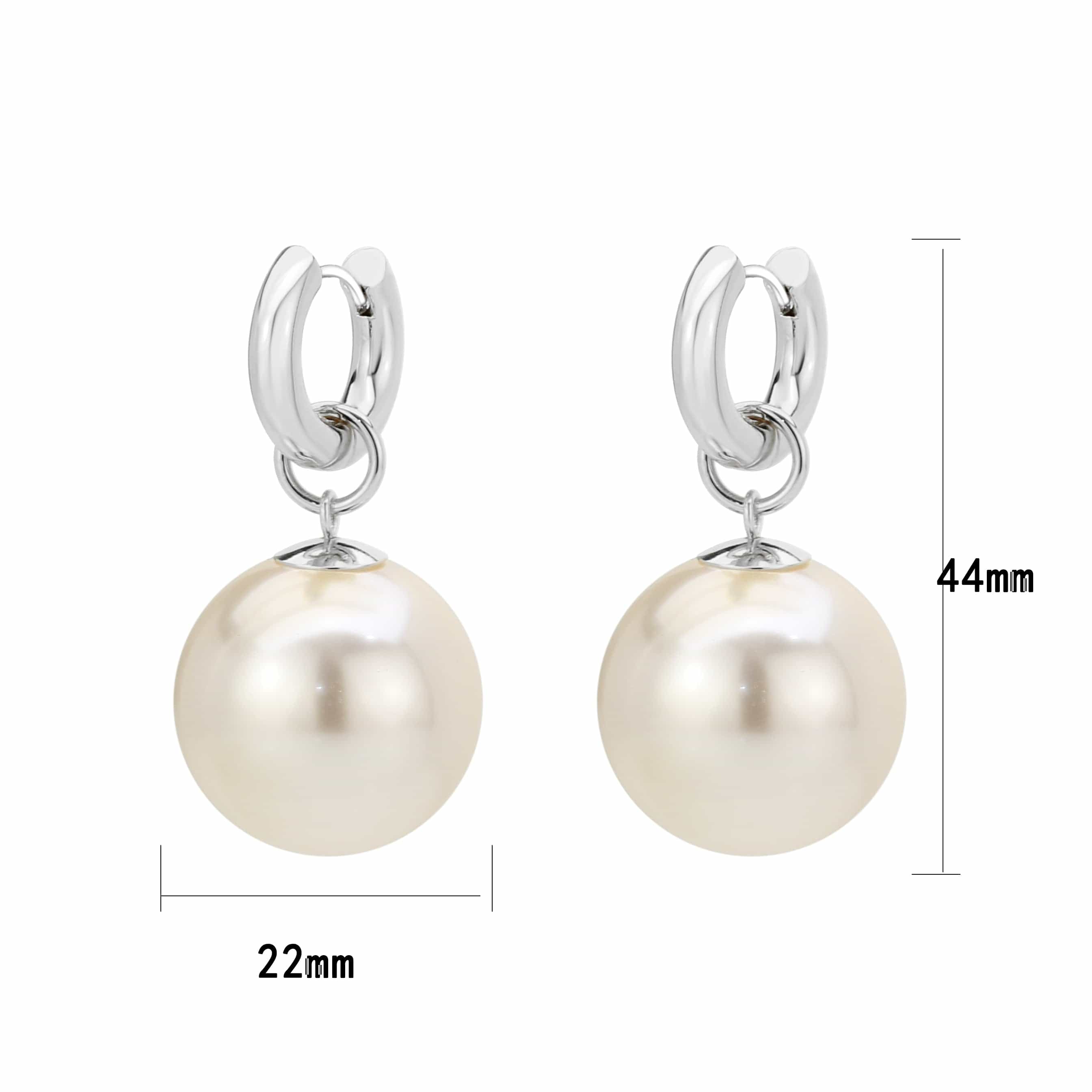 Brass Pearl Dangle Huggie Drop Ring | The Stainless Jewelry view 2