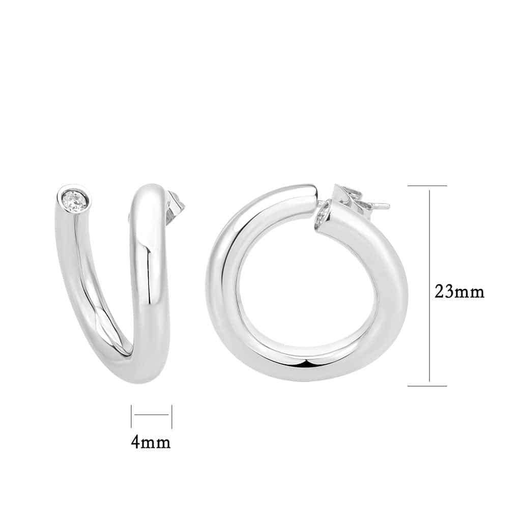 Brass CZ Accent U-Shape Chunky Hoop Ring | The Stainless Jewelry view 2