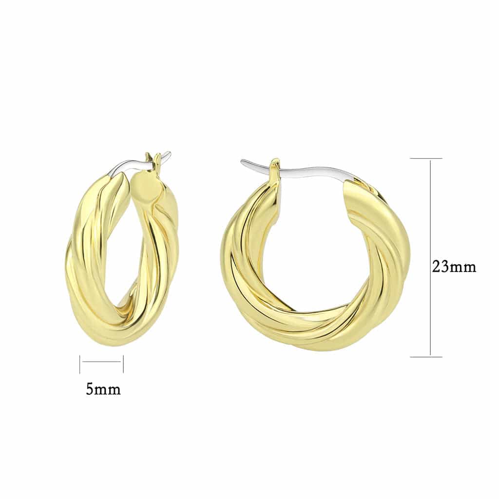 Brass Gold Twisted Thick Hoop Earrings | The Stainless Jewelry view 2