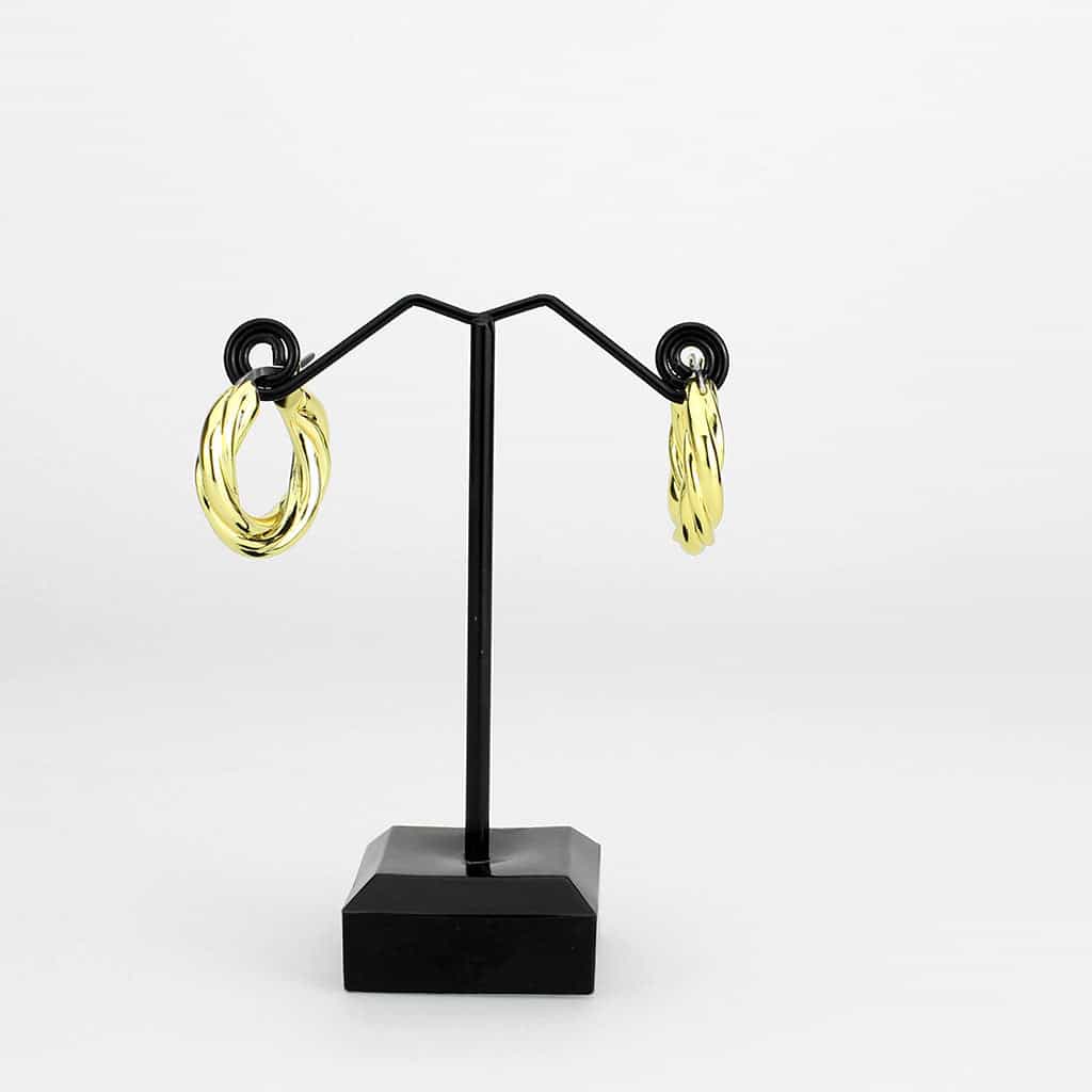Brass Gold Twisted Thick Hoop Earrings | The Stainless Jewelry view 3