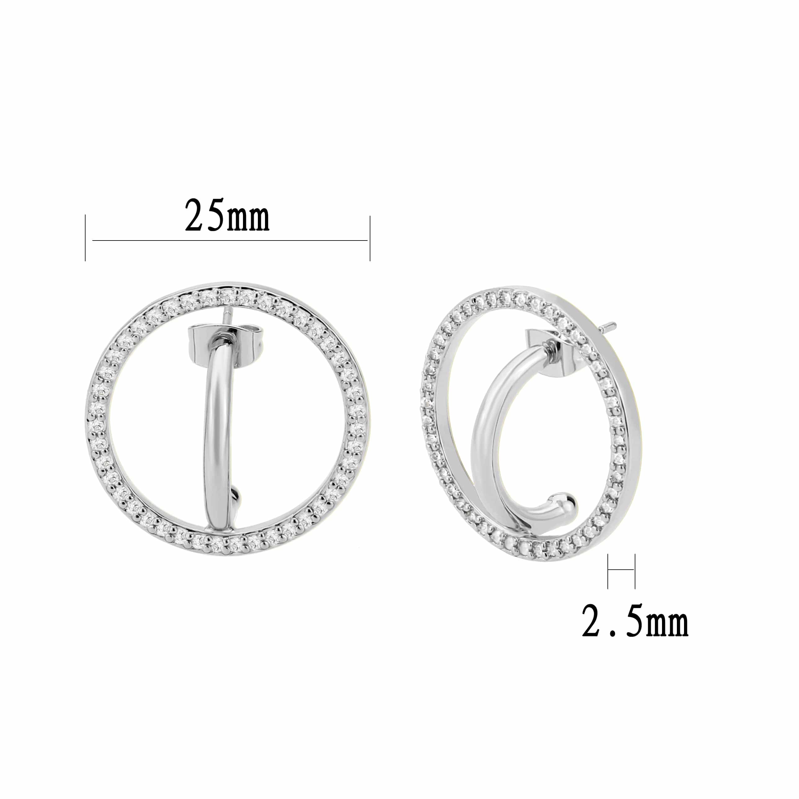Brass CZ Pave Open Circle Stud Earrings | The Stainless Jewelry view 3