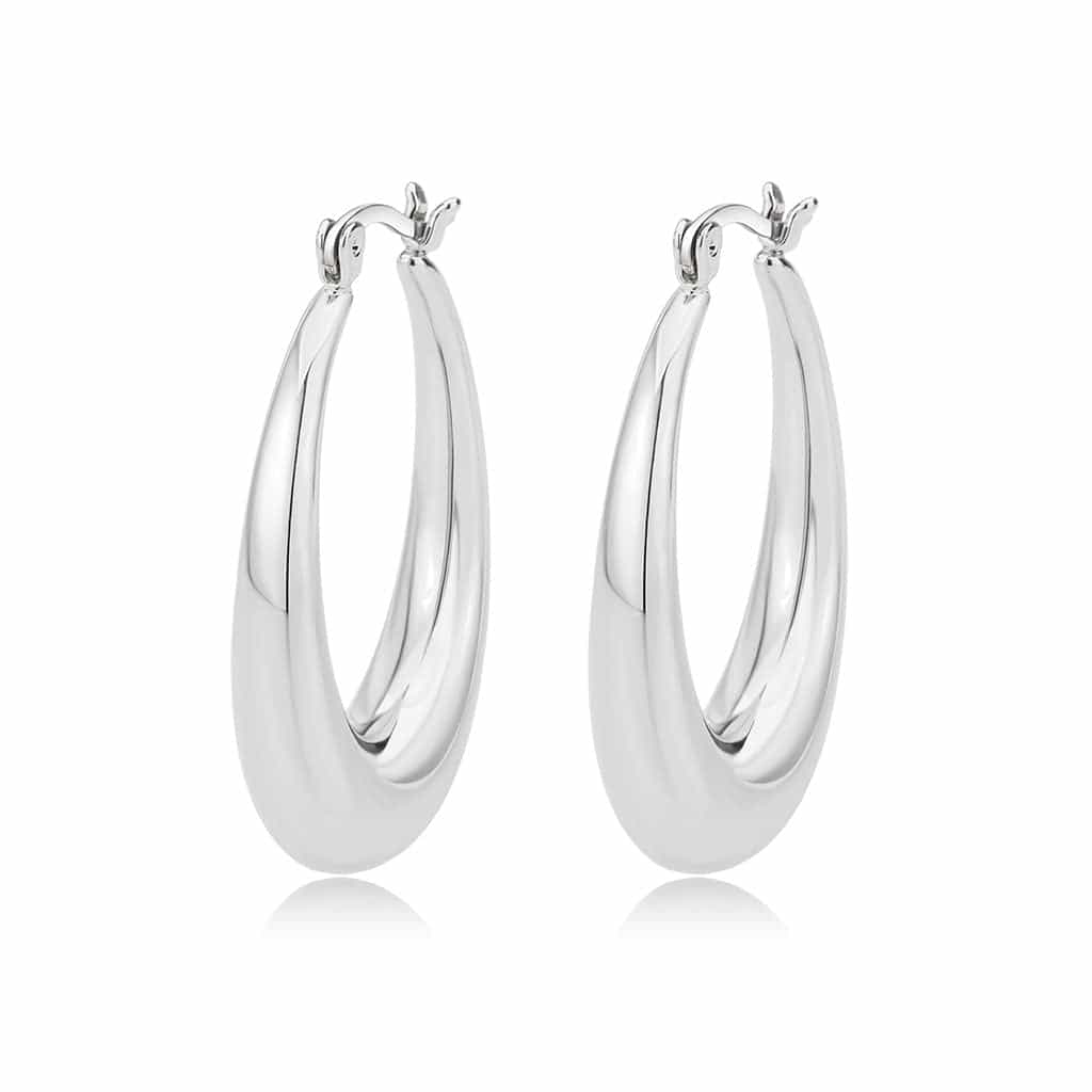 Brass Polished Tapered Crescent Hoop Ring | The Stainless Jewelry view 1